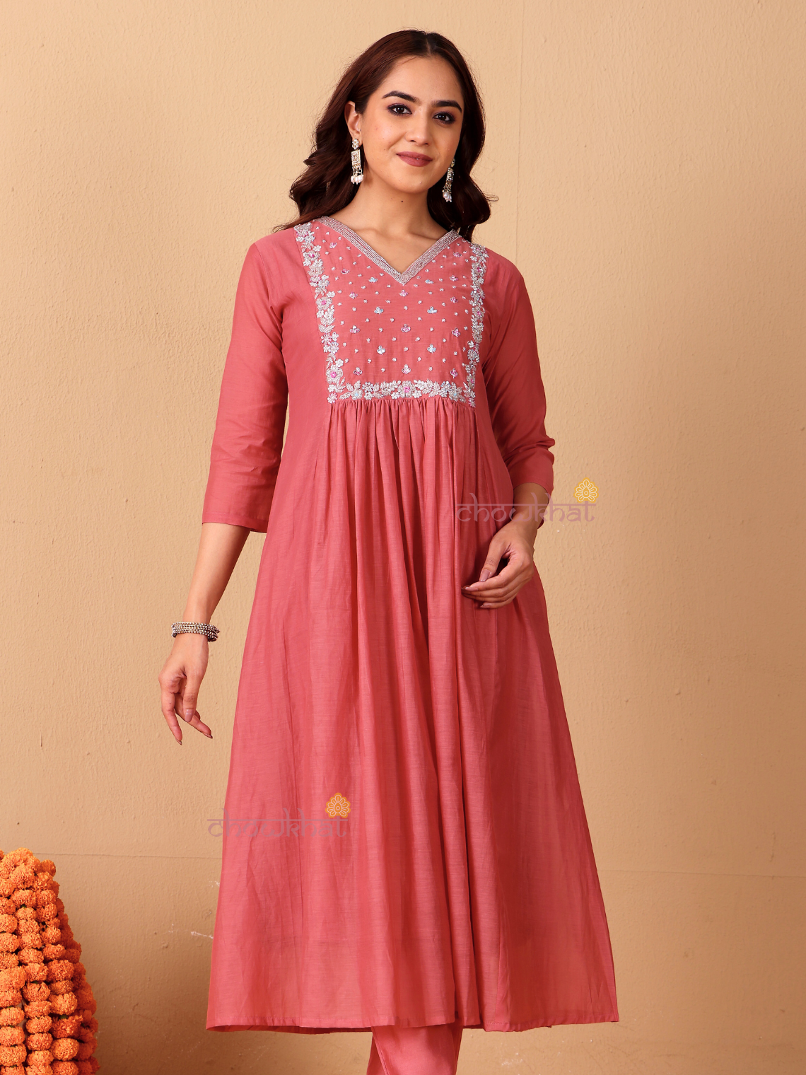 Rhea Mul Chanderi 3 Piece Nyra Style Stitched Suit Set with Adda Work