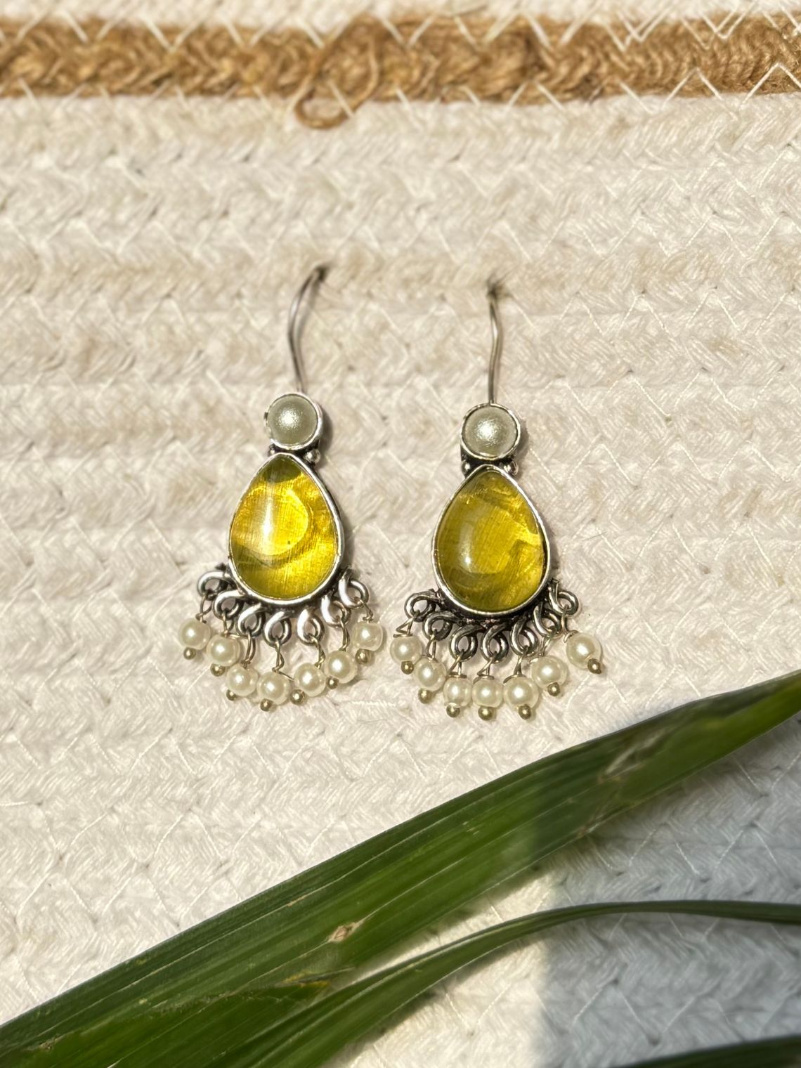 German Silver Pearl Hanging Earrings - Chowkhat Lifestyle