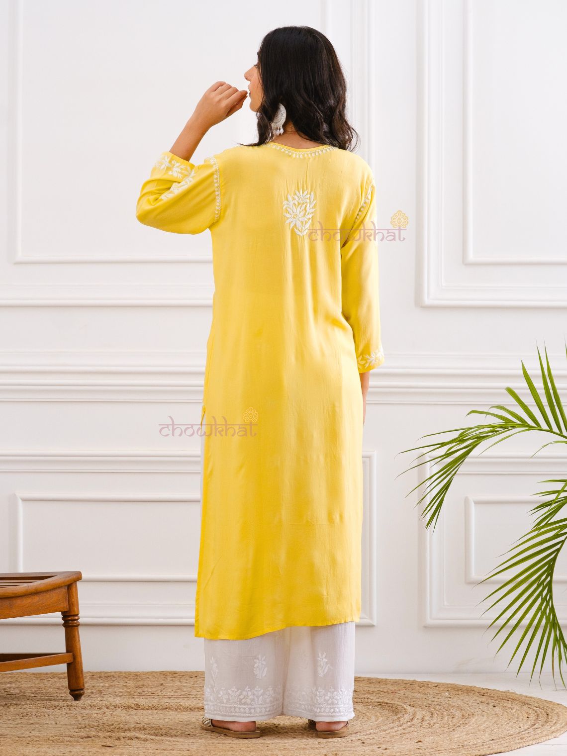 Fiza Modal Straight Chikankari Kurti - Chowkhat Lifestyle