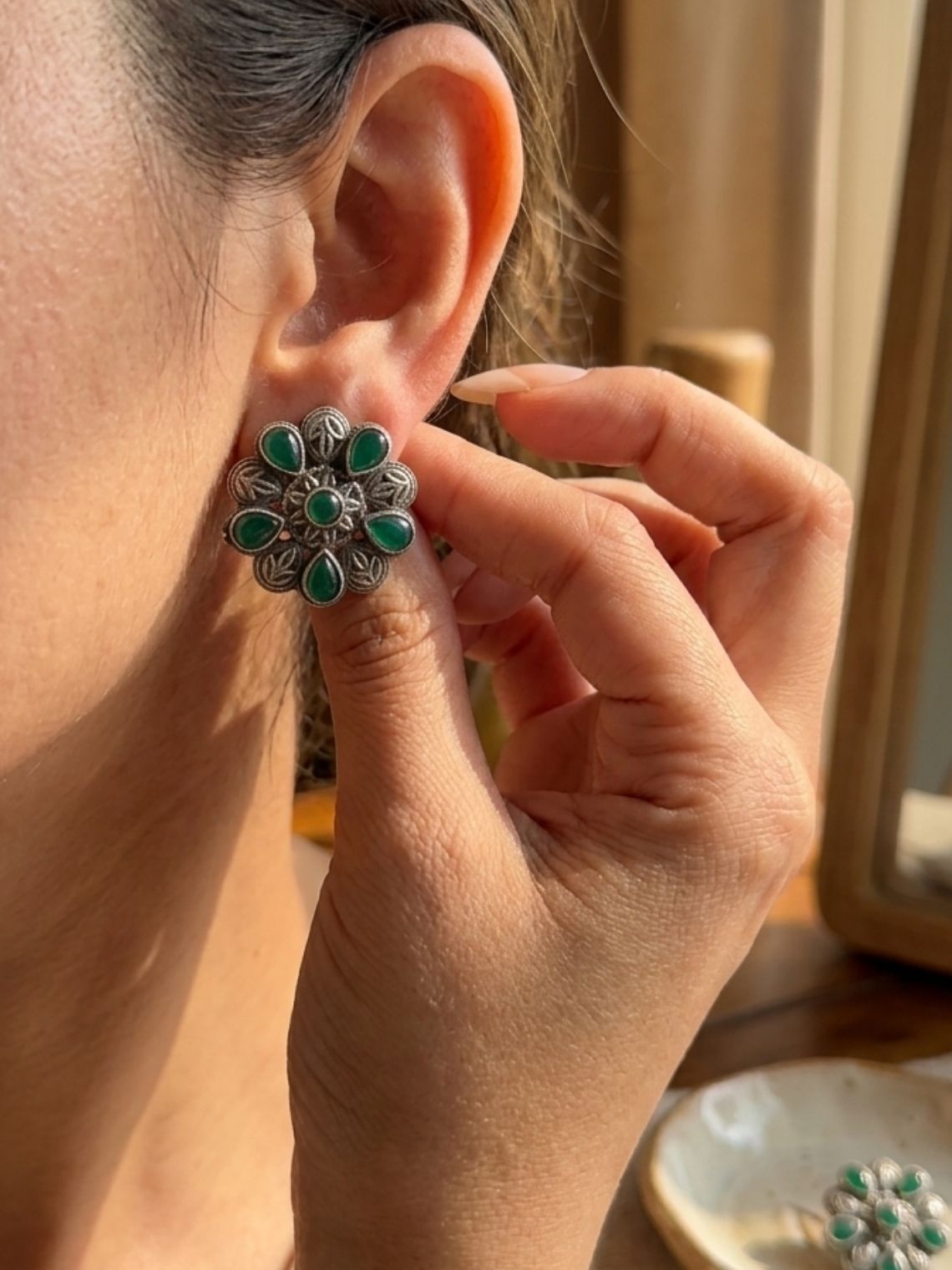 Bloom Floral Oxidised Earrings - Chowkhat Lifestyle