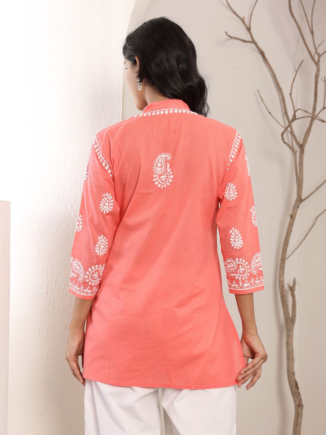 Anvi Cotton Short Straight Chikankari Kurti - Chowkhat Lifestyle