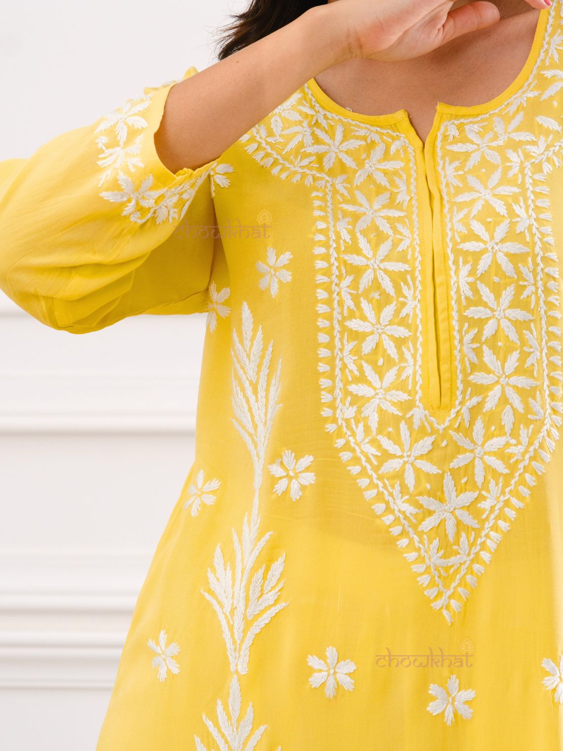 Fiza Modal Straight Chikankari Kurti - Chowkhat Lifestyle