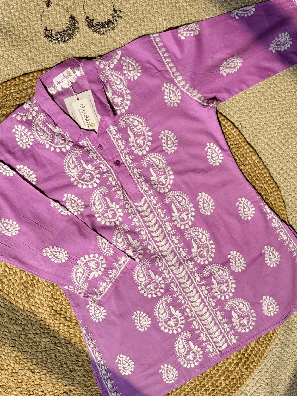 Anvi Cotton Short Straight Chikankari Kurti - Chowkhat Lifestyle