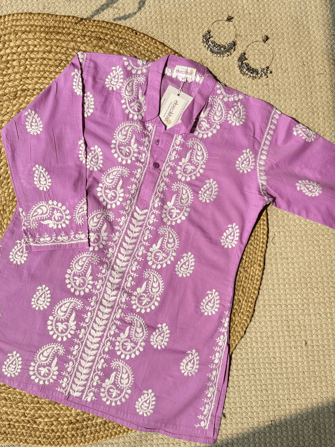 Anvi Cotton Short Straight Chikankari Kurti - Chowkhat Lifestyle