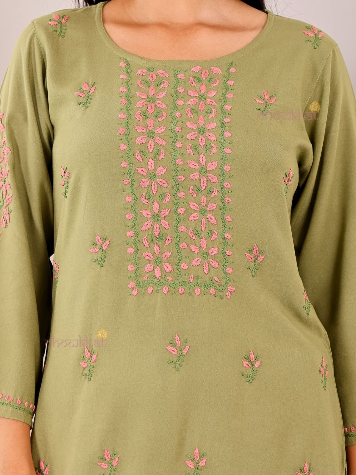 Heer Premium Rayon Straight Chikankari Kurti - Chowkhat Lifestyle