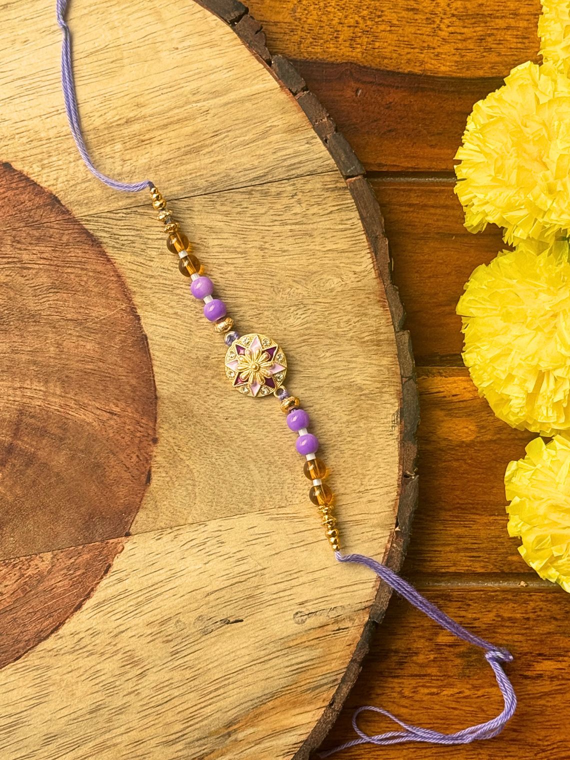 Kundan Handcrafted Rakhi - Purple