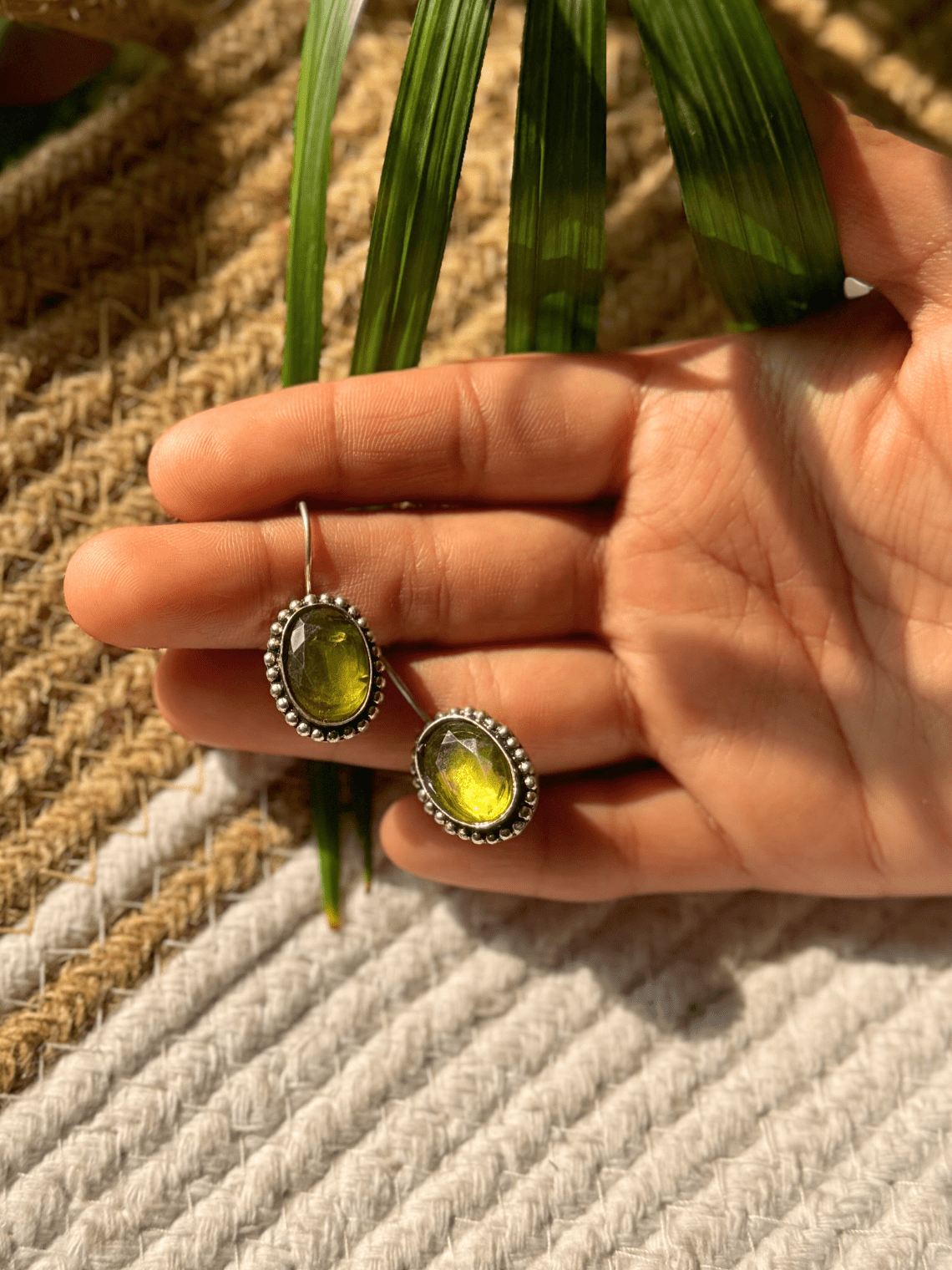 Hanging German Silver Stone Earrings - Chowkhat Lifestyle