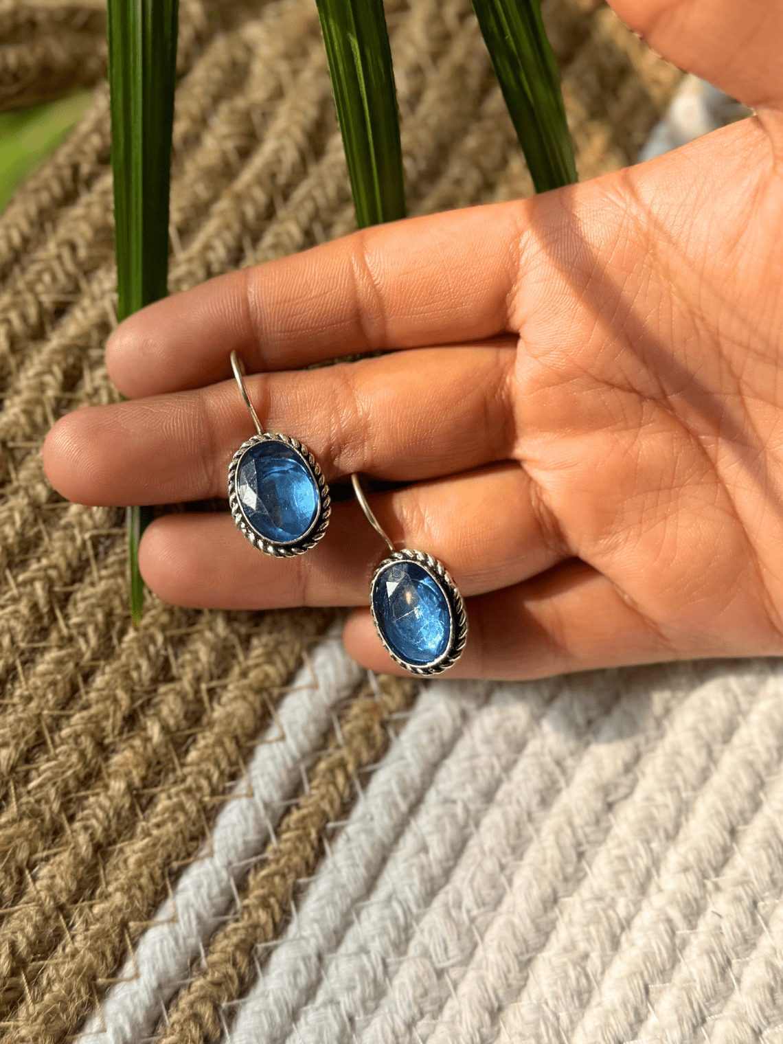 Hanging German Silver Stone Earrings - Chowkhat Lifestyle