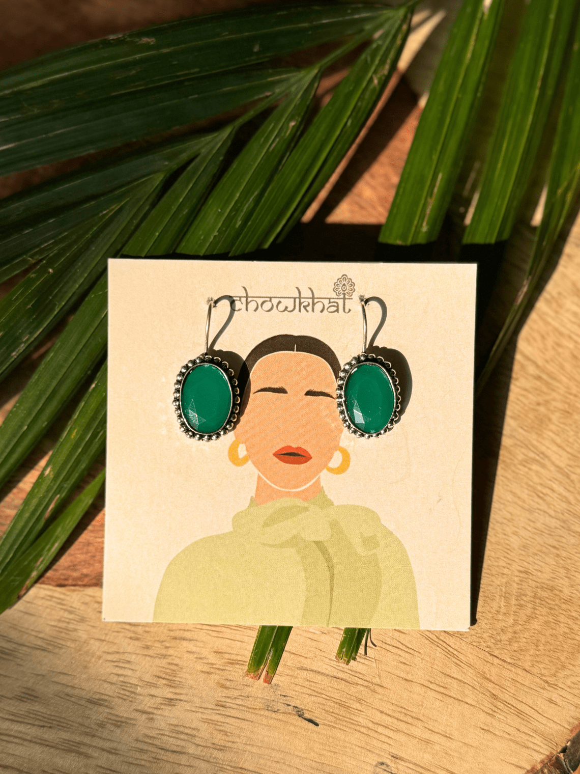 Hanging German Silver Stone Earrings - Chowkhat Lifestyle