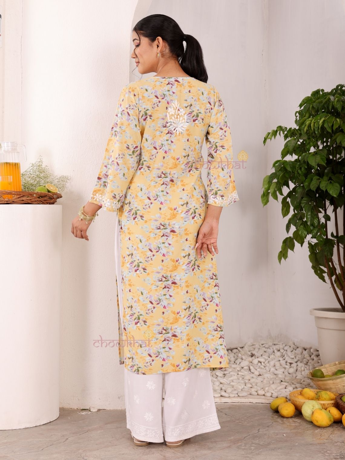 Ishani Rayon Printed Straight Chikankari Kurti - Chowkhat Lifestyle