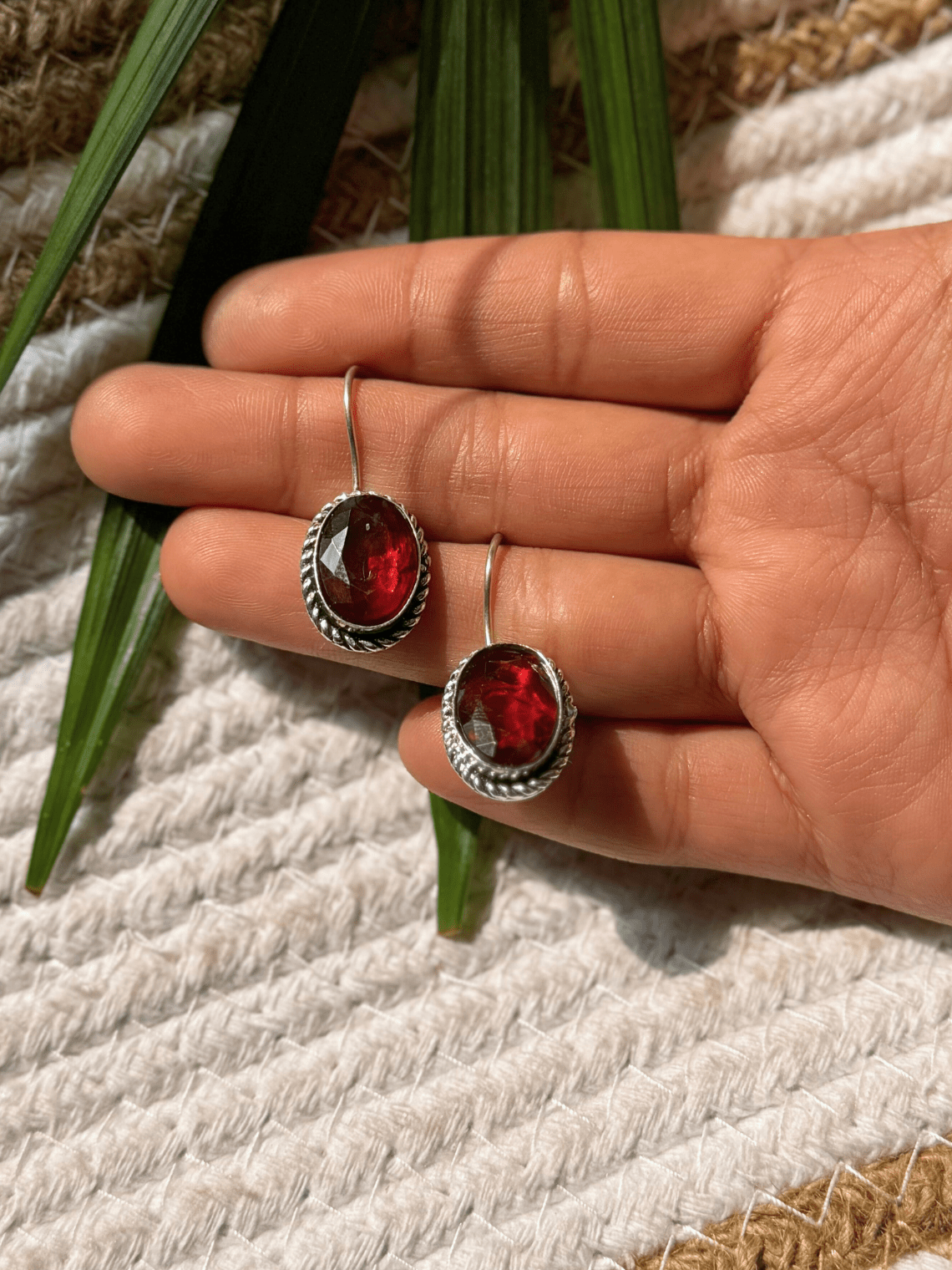 Hanging German Silver Stone Earrings - Chowkhat Lifestyle