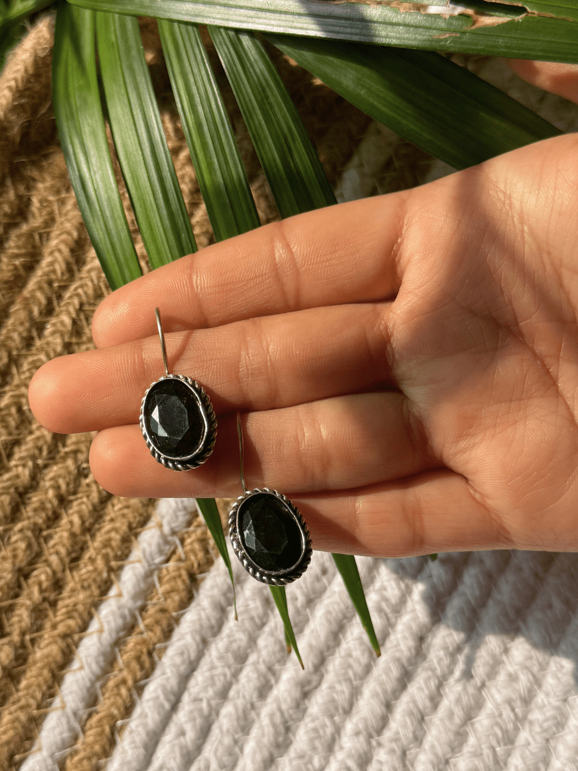 Hanging German Silver Stone Earrings - Chowkhat Lifestyle