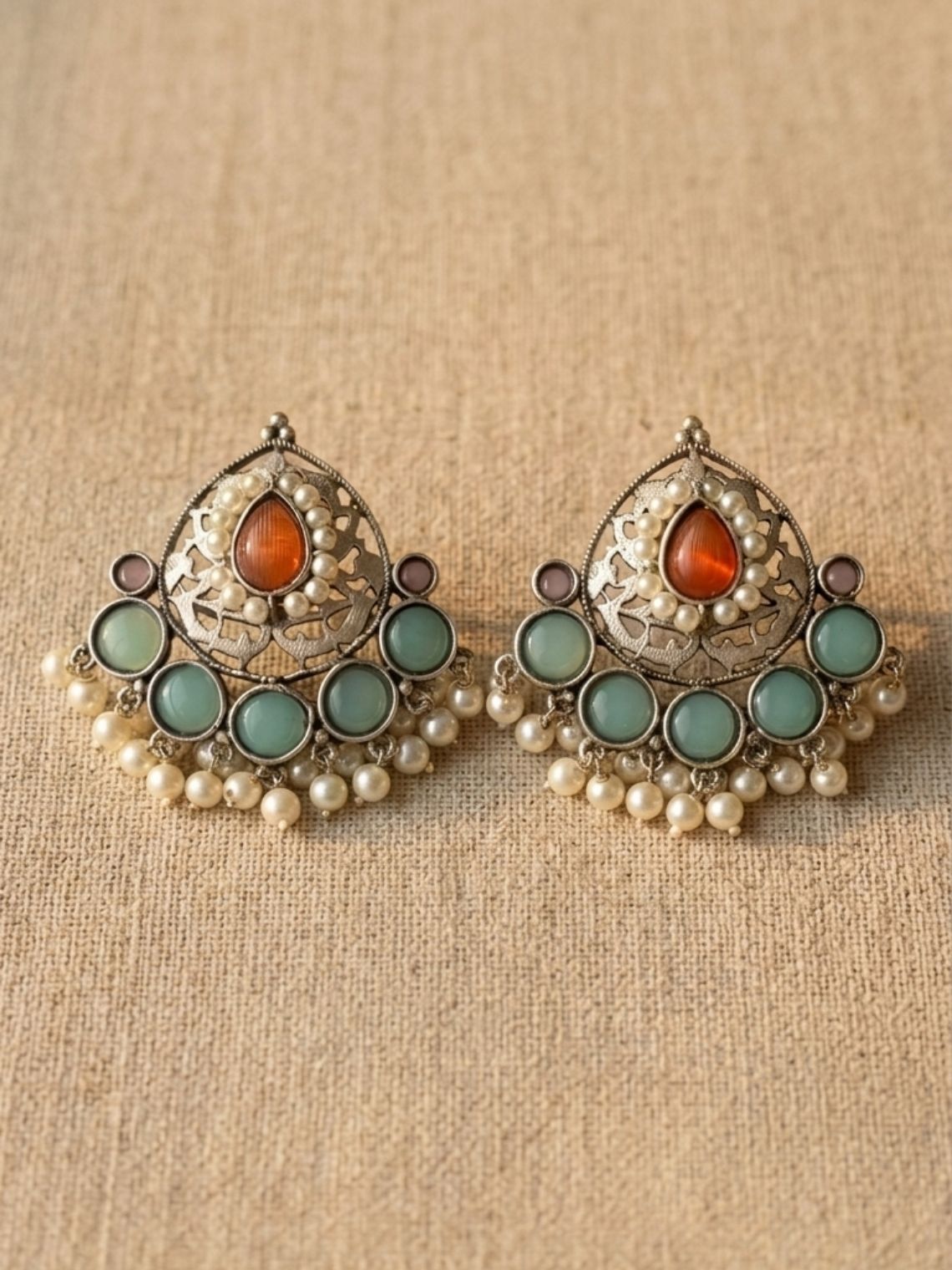 Royal Pearl Oxidised Earrings - Chowkhat Lifestyle
