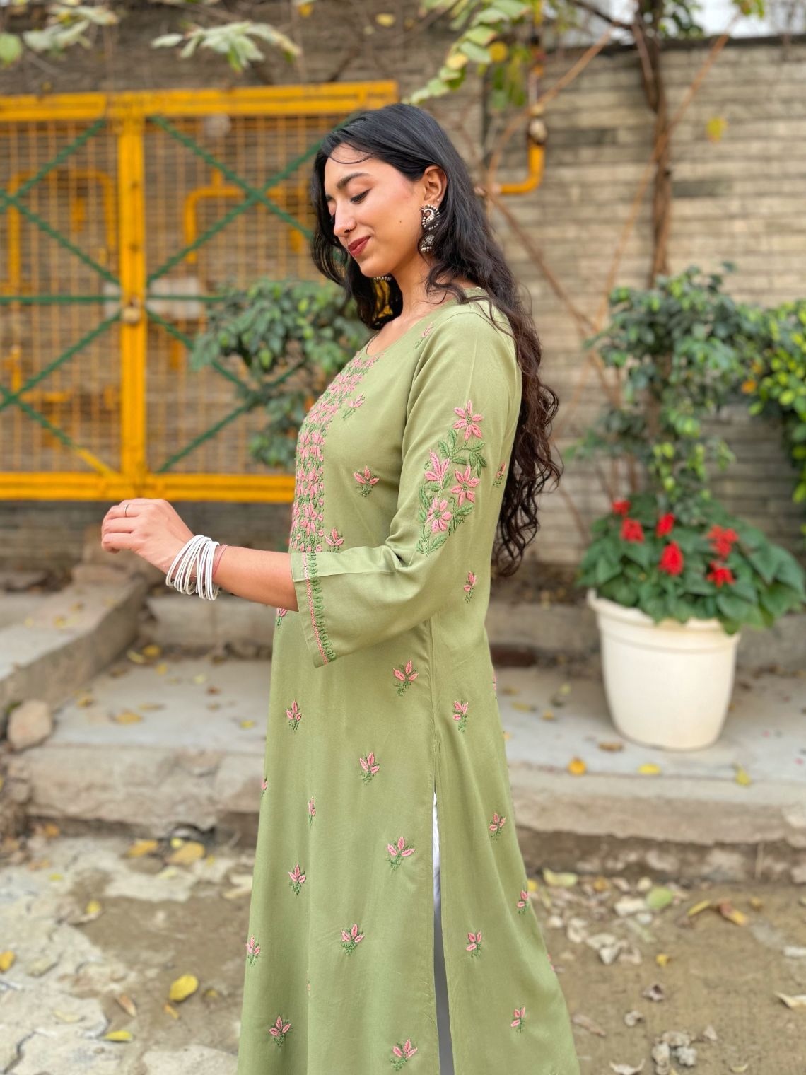 Heer Premium Rayon A-line Chikankari Kurti