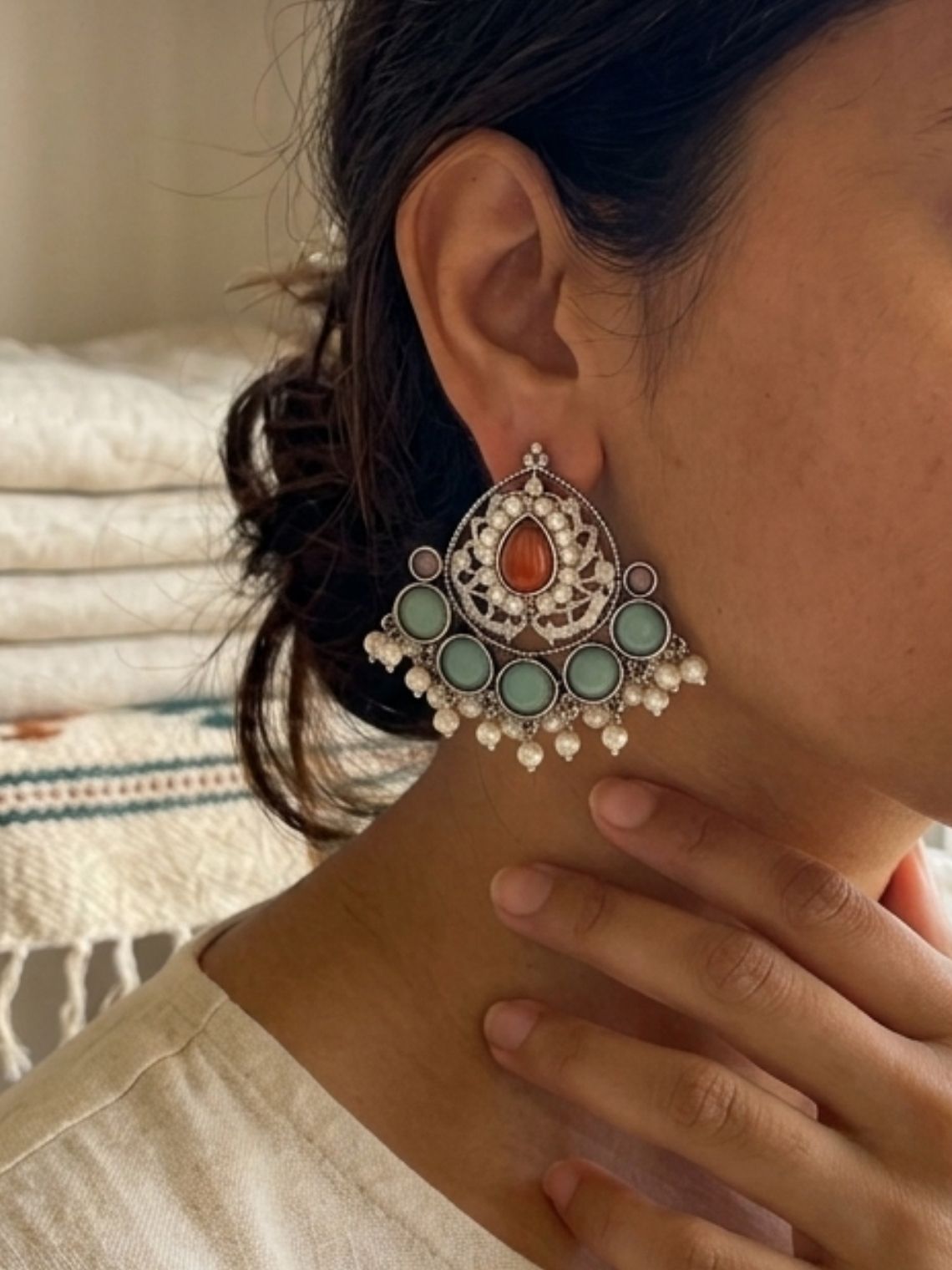 Royal Pearl Oxidised Earrings - Chowkhat Lifestyle