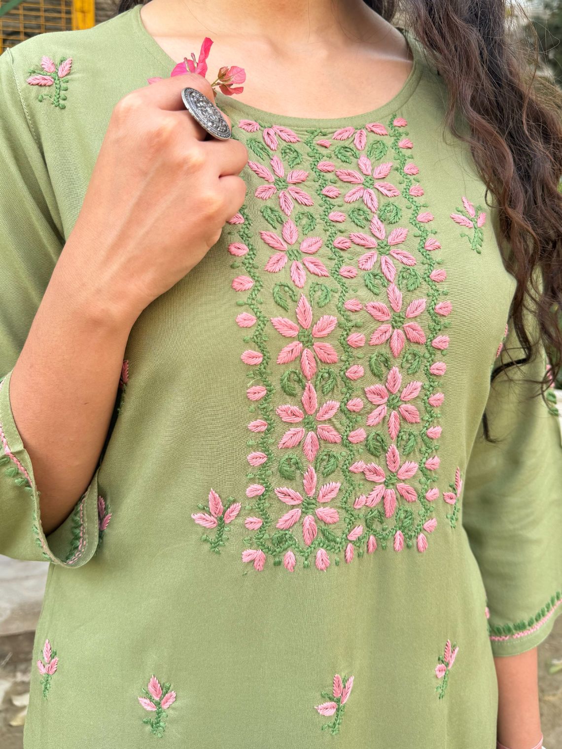 Heer Premium Rayon A-line Chikankari Kurti