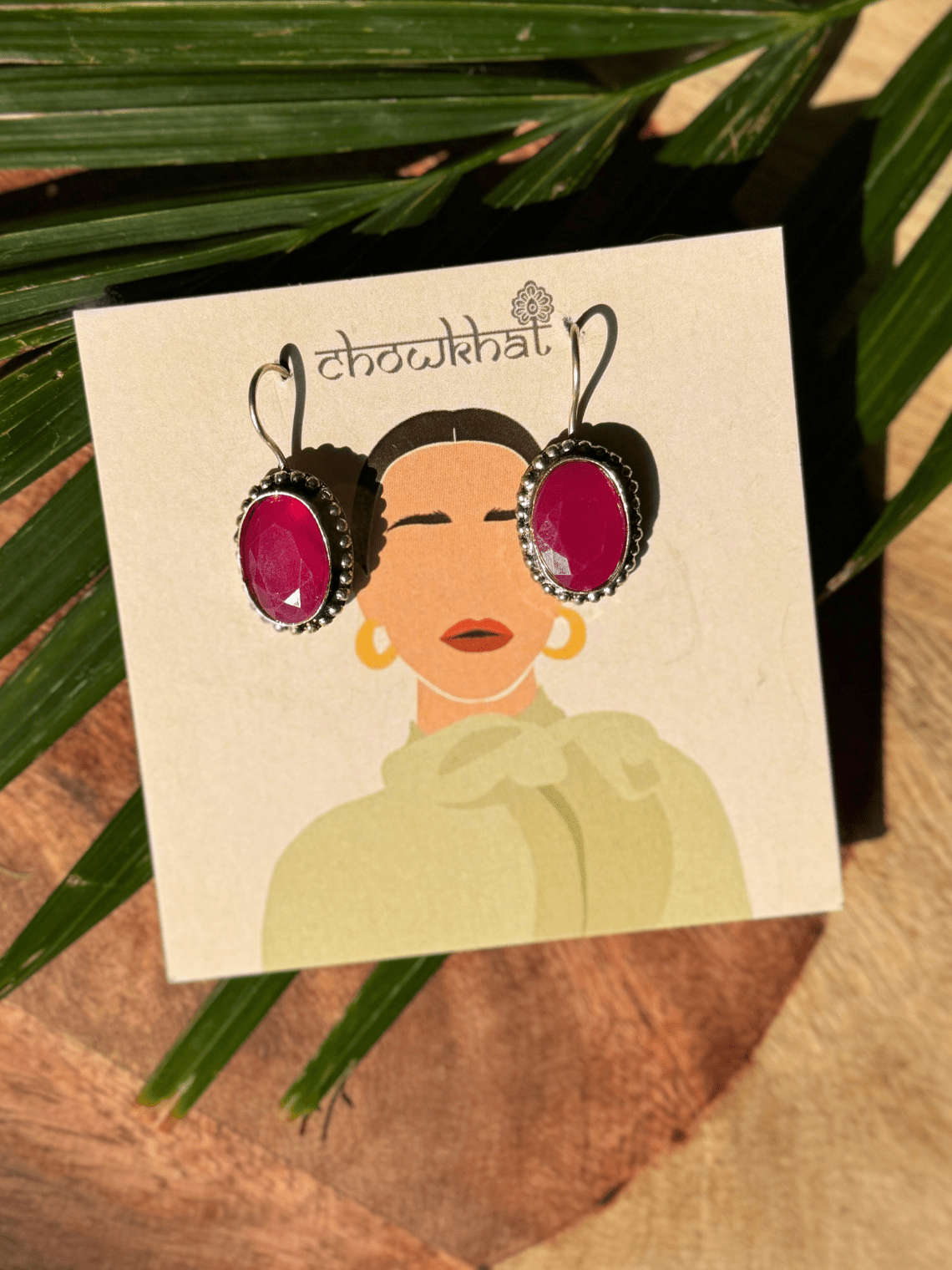 Hanging German Silver Stone Earrings - Chowkhat Lifestyle