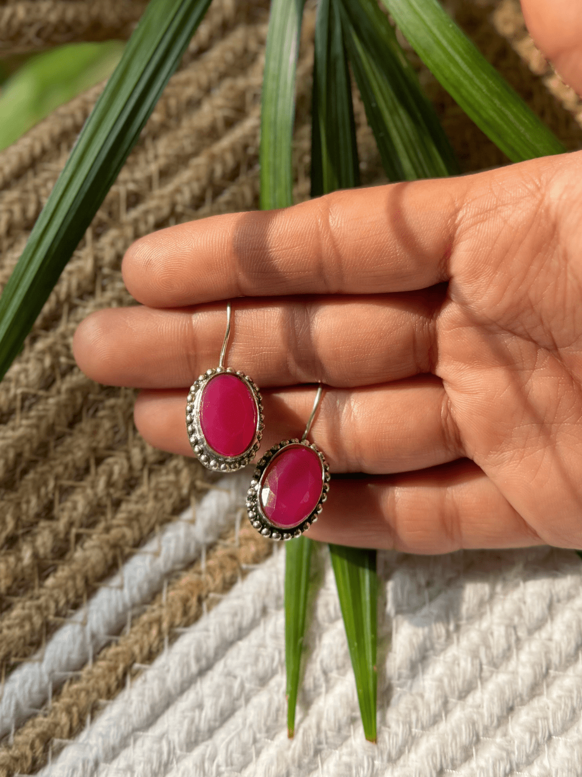 Hanging German Silver Stone Earrings - Chowkhat Lifestyle