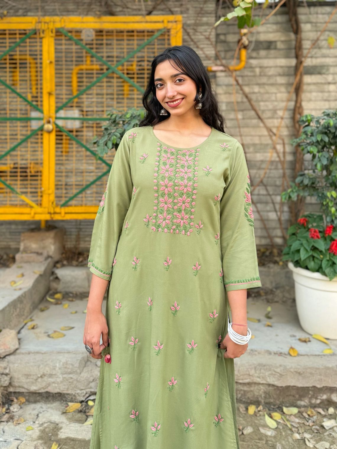 Heer Premium Rayon A-line Chikankari Kurti