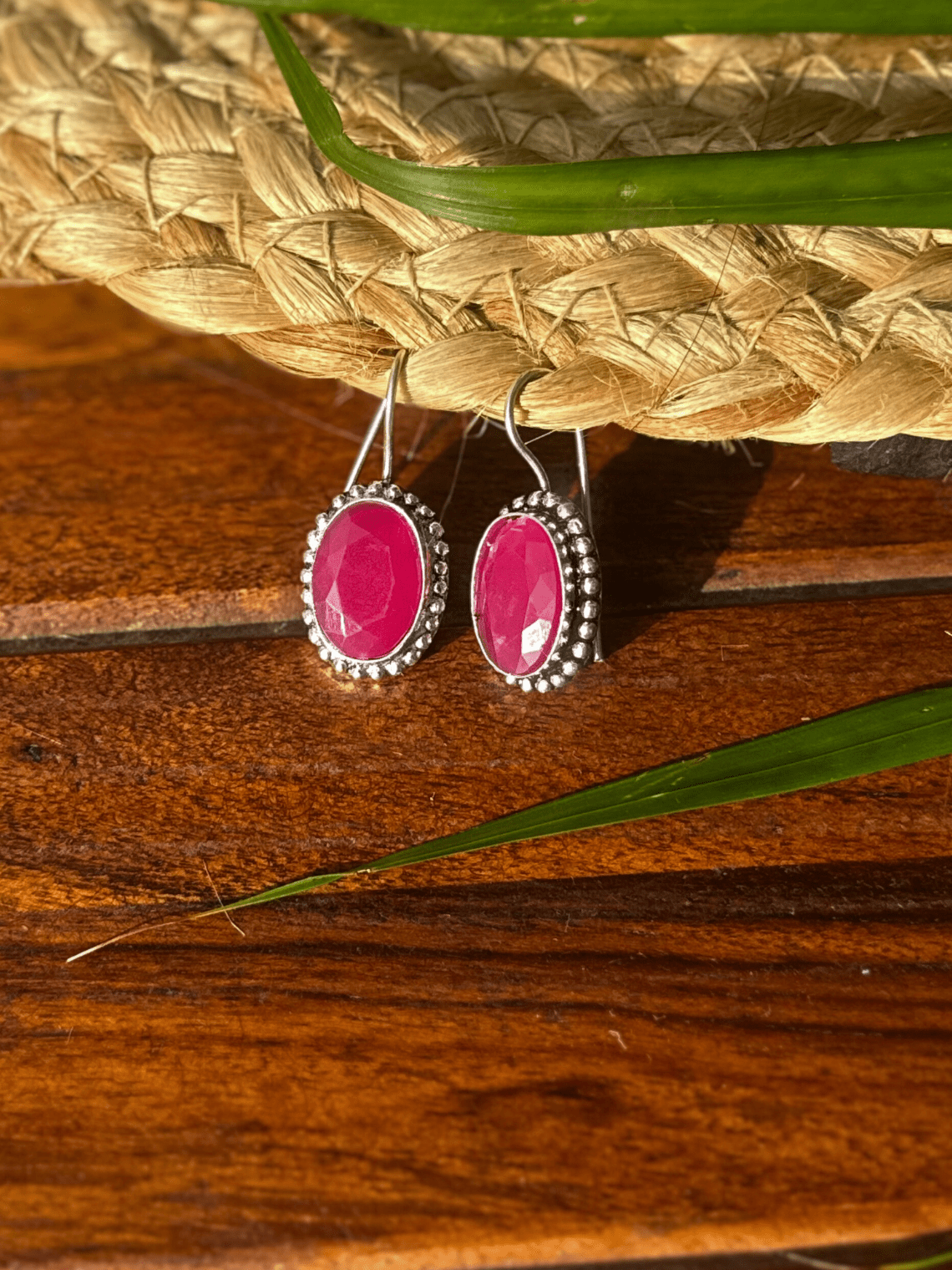 Hanging German Silver Stone Earrings - Chowkhat Lifestyle