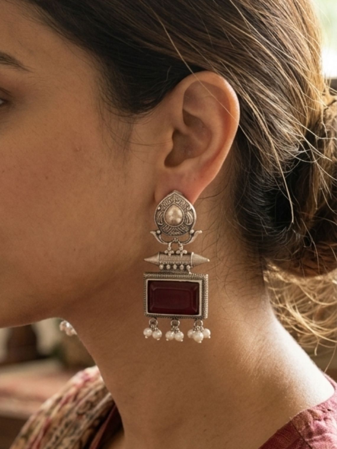 Vintage German Silver Earrings - Chowkhat Lifestyle