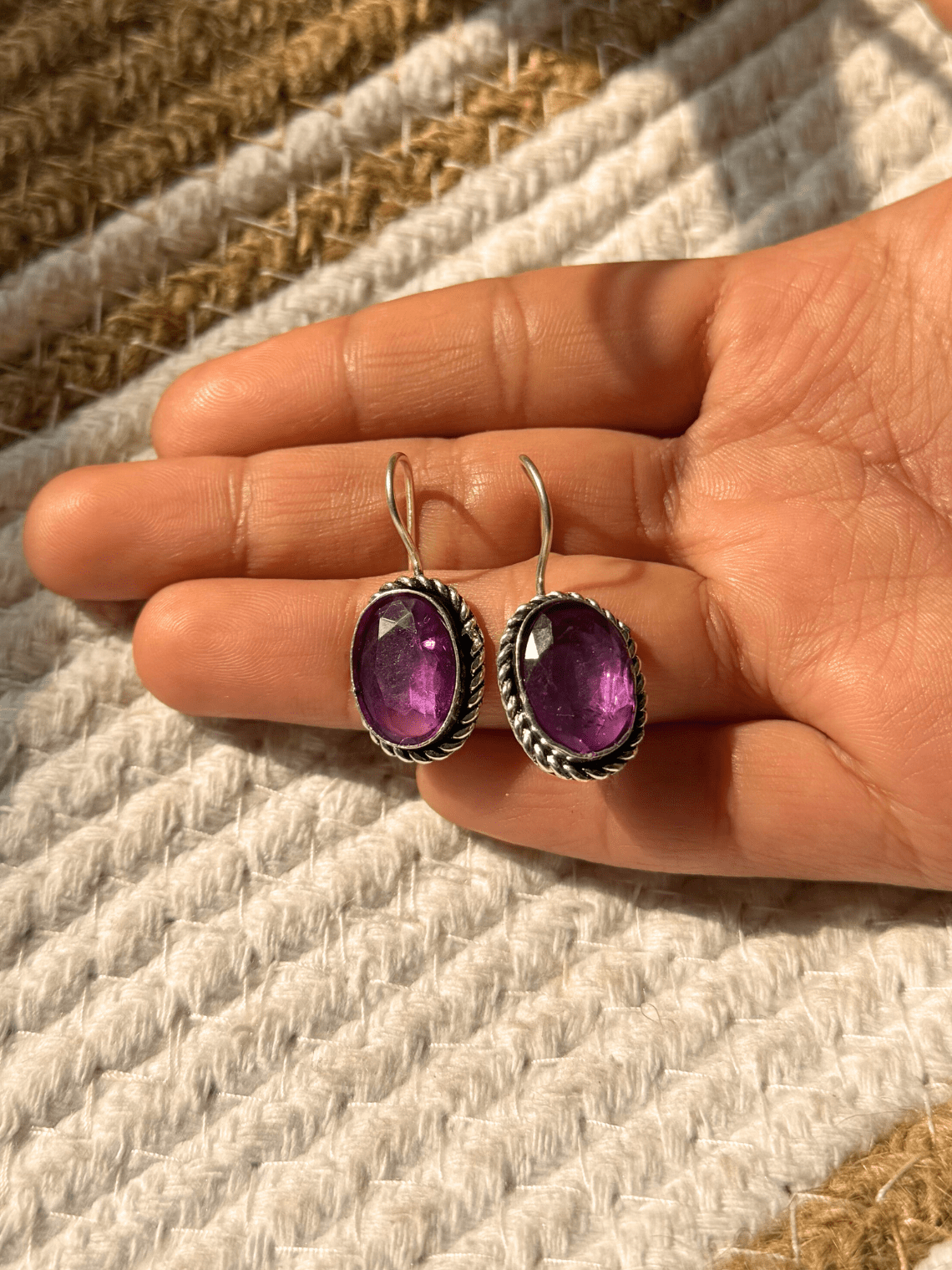 Hanging German Silver Stone Earrings - Chowkhat Lifestyle