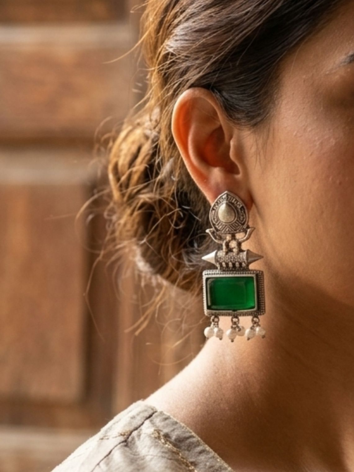 Vintage German Silver Earrings - Chowkhat Lifestyle