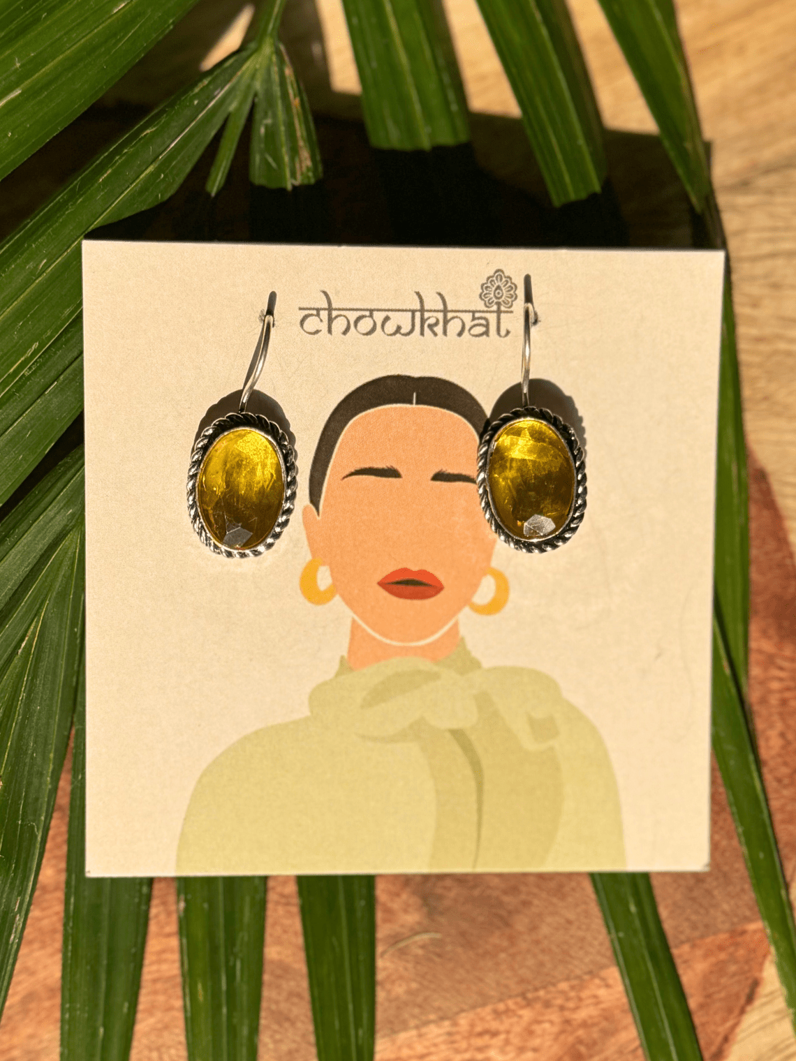 Hanging German Silver Stone Earrings - Chowkhat Lifestyle