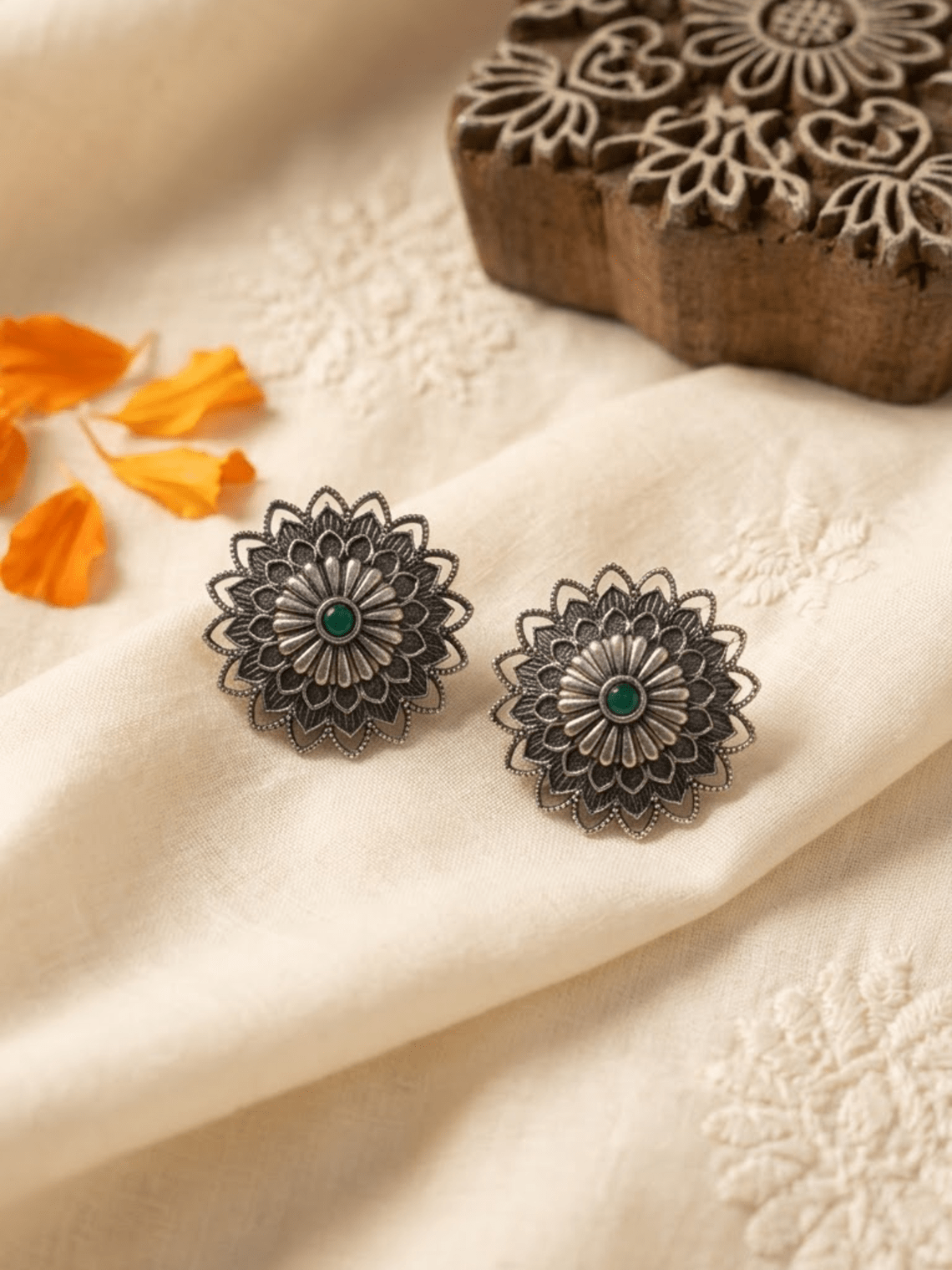 Iris Bloom oxidised Earrings - Chowkhat Lifestyle