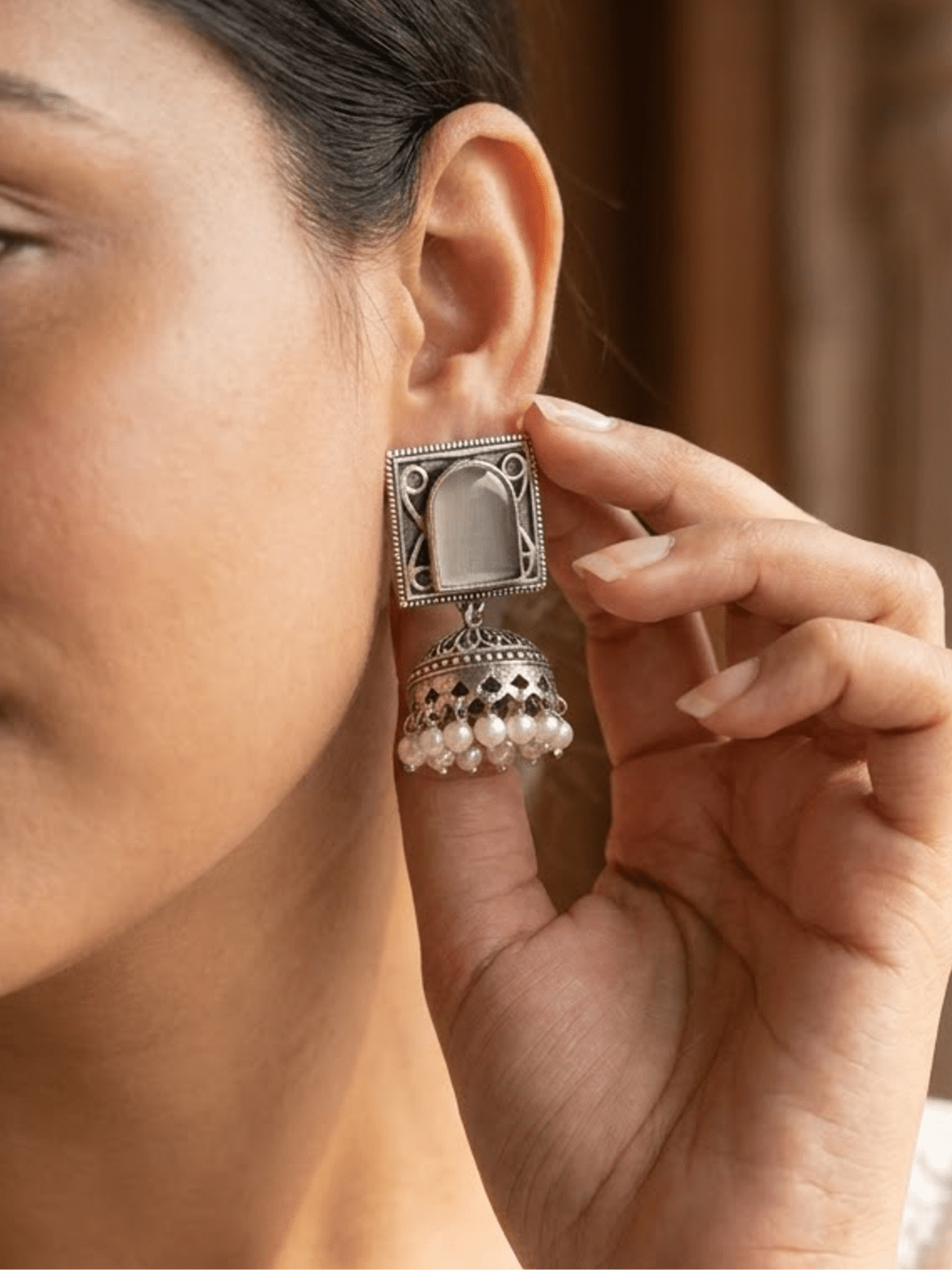Ember Square German Silver Jhumki Earrings - Chowkhat Lifestyle