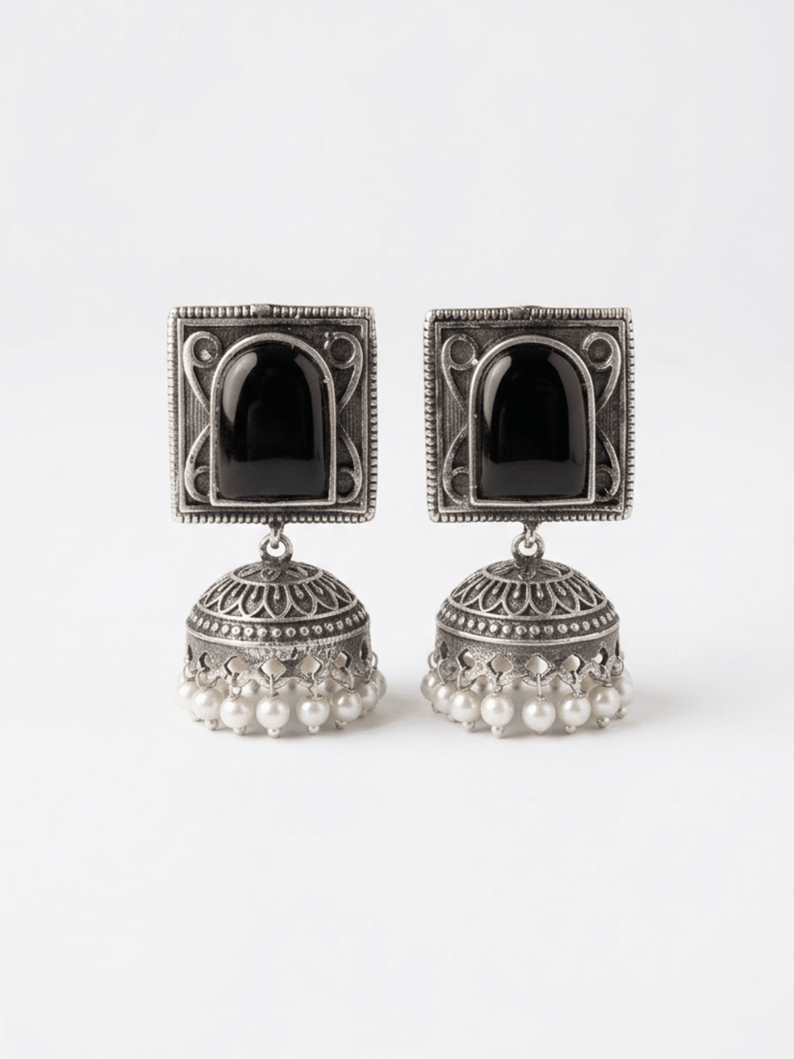 Ember Square German Silver Jhumki Earrings - Chowkhat Lifestyle