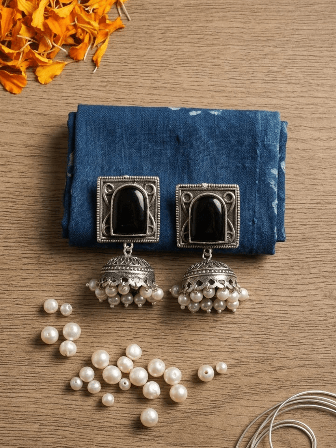 Ember Square German Silver Jhumki Earrings - Chowkhat Lifestyle