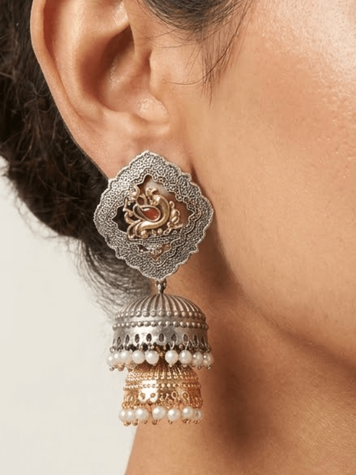 Drizzly German Silver Jumka Earrings - Chowkhat Lifestyle