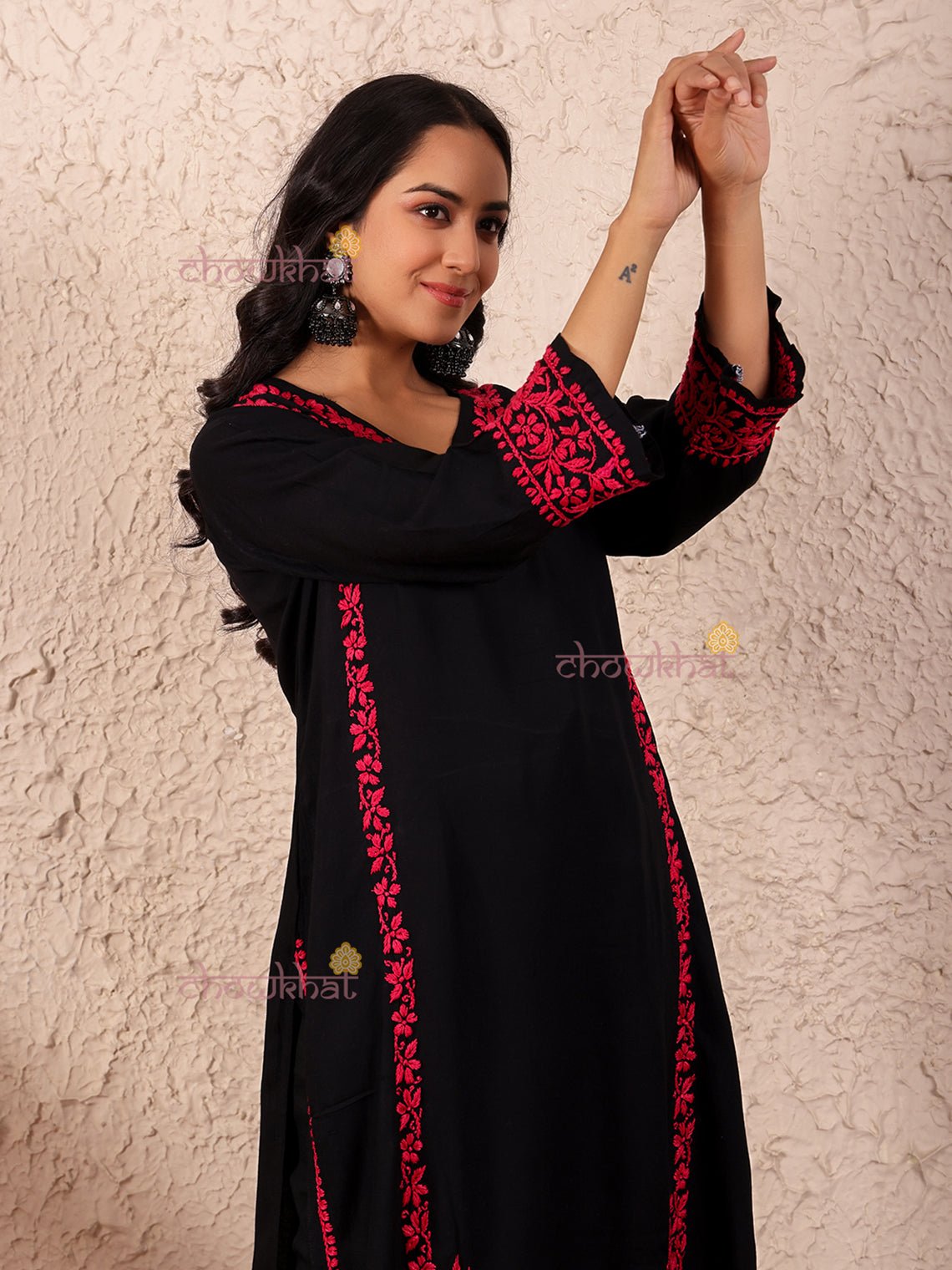 Leila Straight Rayon Chikankari Kurti - Chowkhat Lifestyle