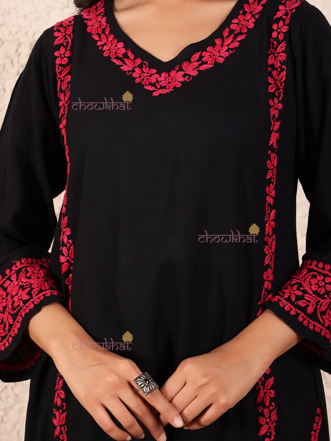 Leila Straight Rayon Chikankari Kurti - Chowkhat Lifestyle