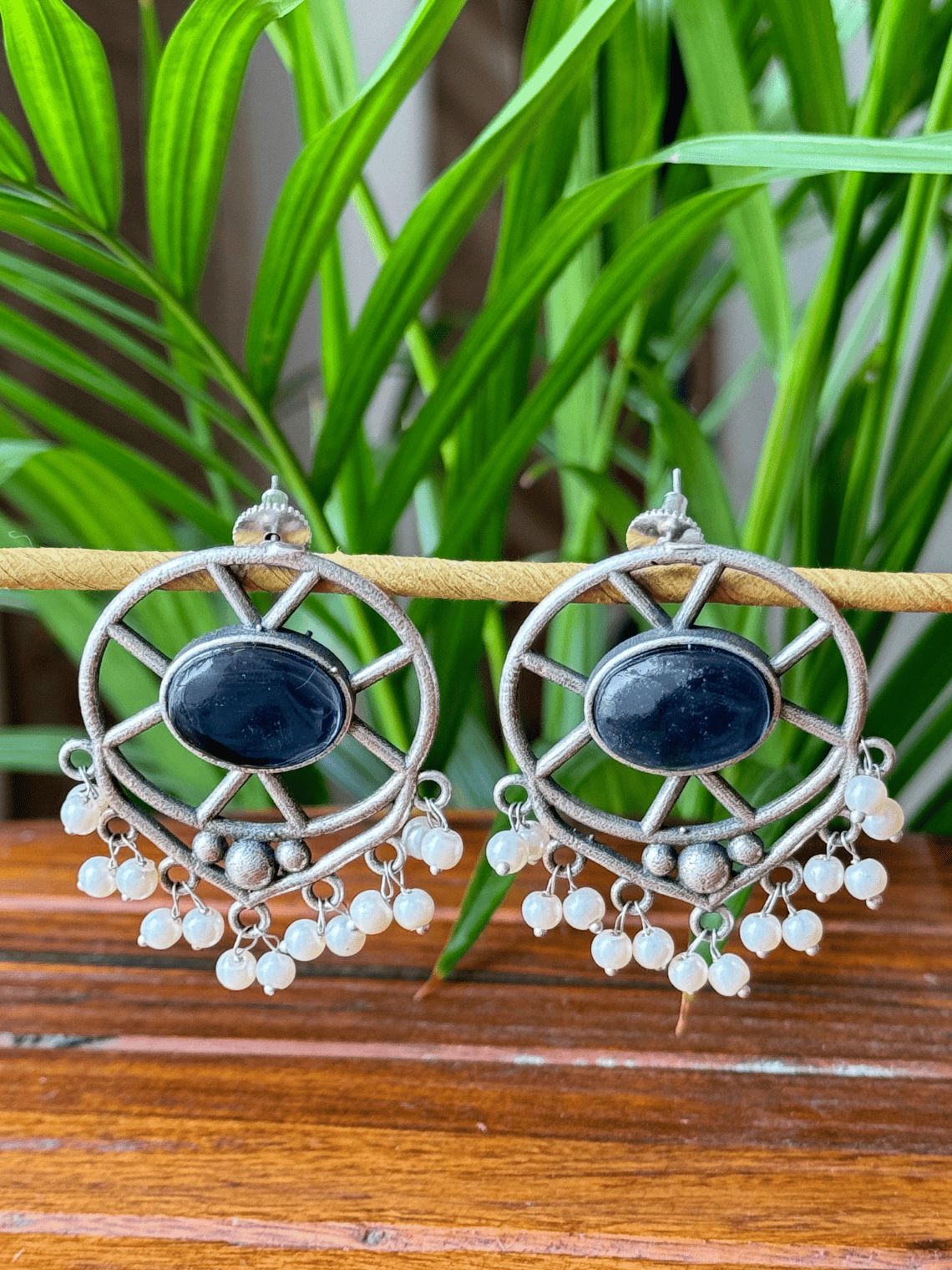 German Silver Handcrafted Circle Stud Earrings - Chowkhat Lifestyle