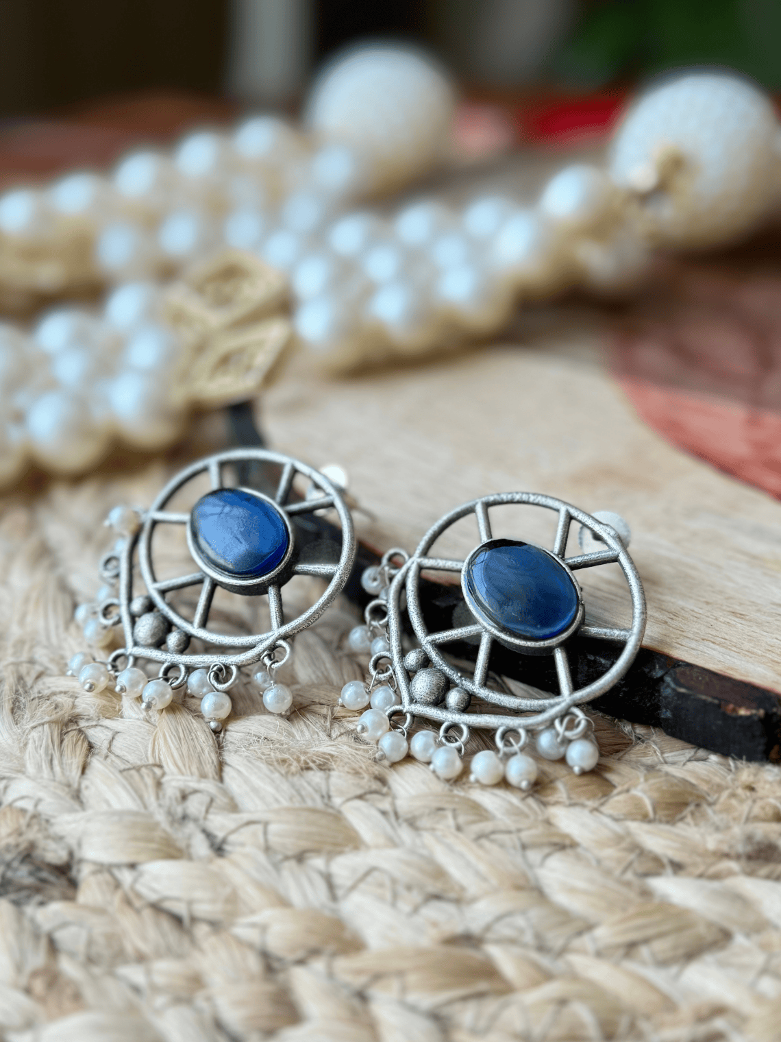 German Silver Handcrafted Circle Stud Earrings - Chowkhat Lifestyle