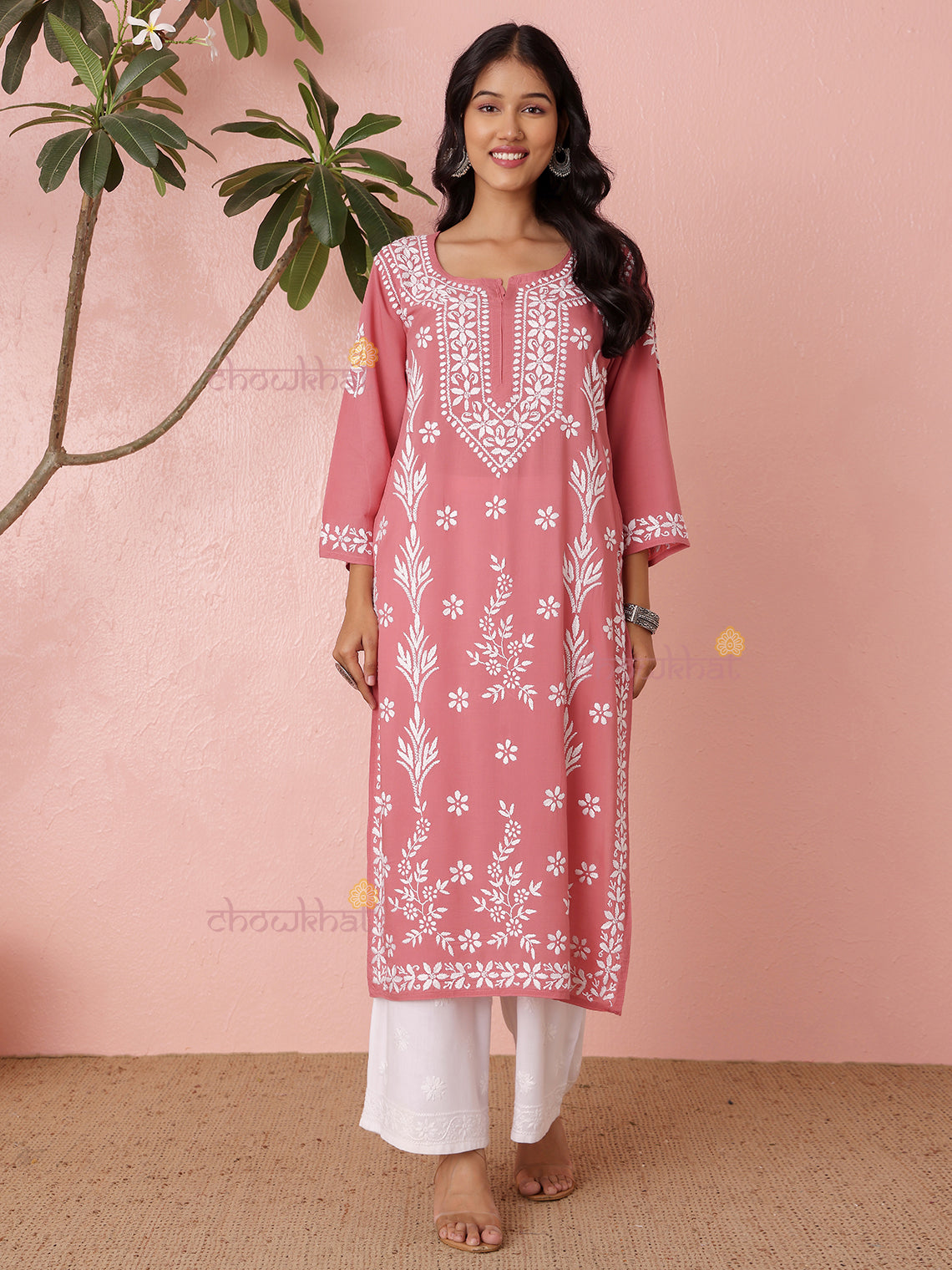 Fiza Premium Modal Straight Chikankari Kurti