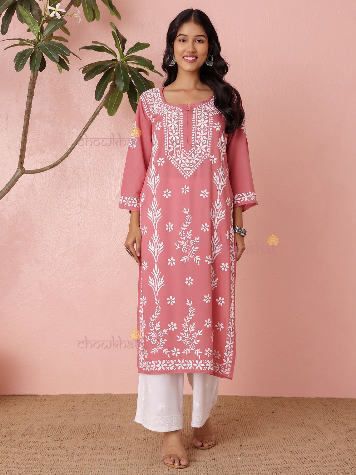 Fiza Premium Modal Straight Chikankari Kurti - Chowkhat Lifestyle