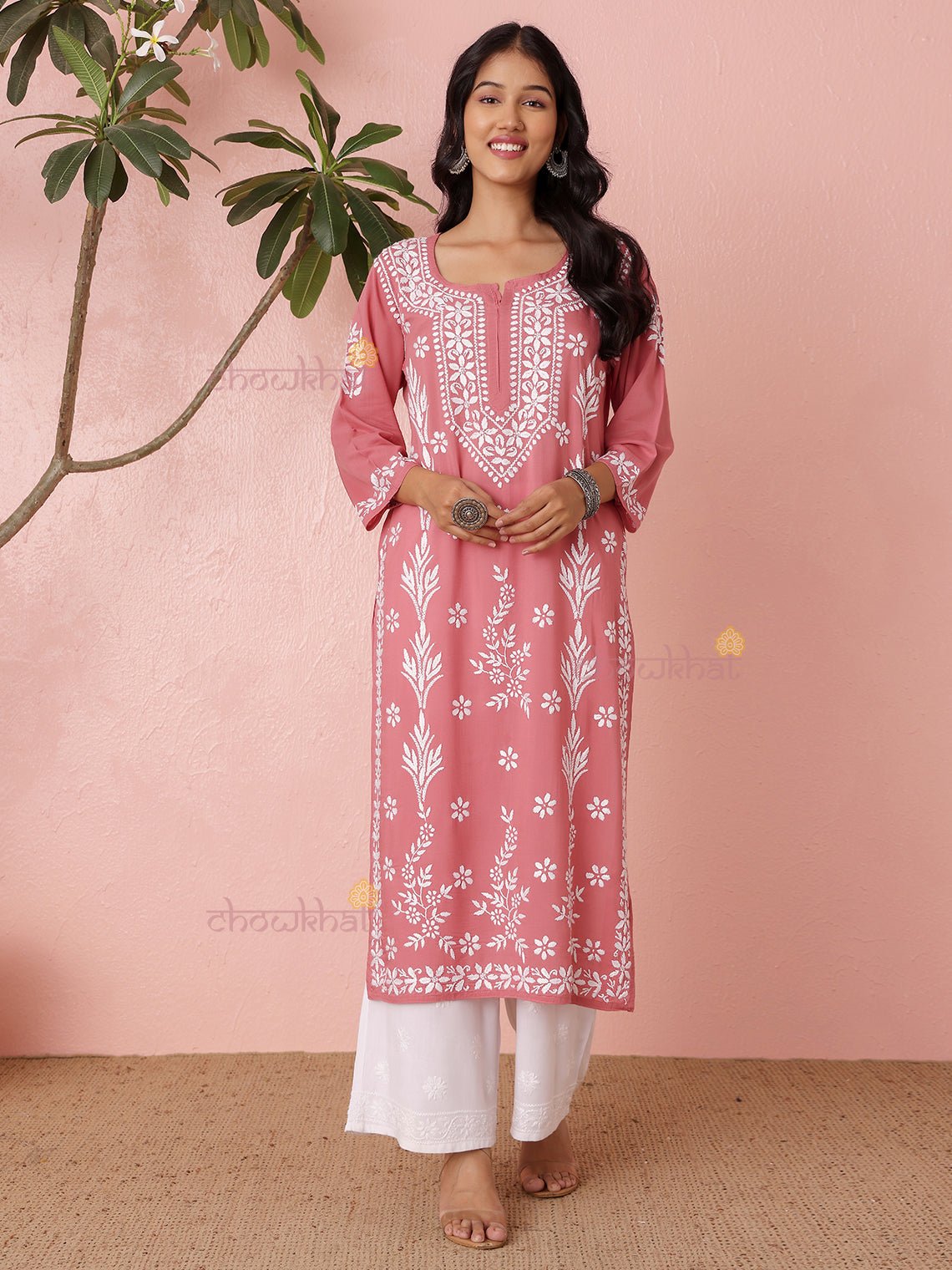 Fiza Premium Modal Straight Chikankari Kurti - Chowkhat Lifestyle
