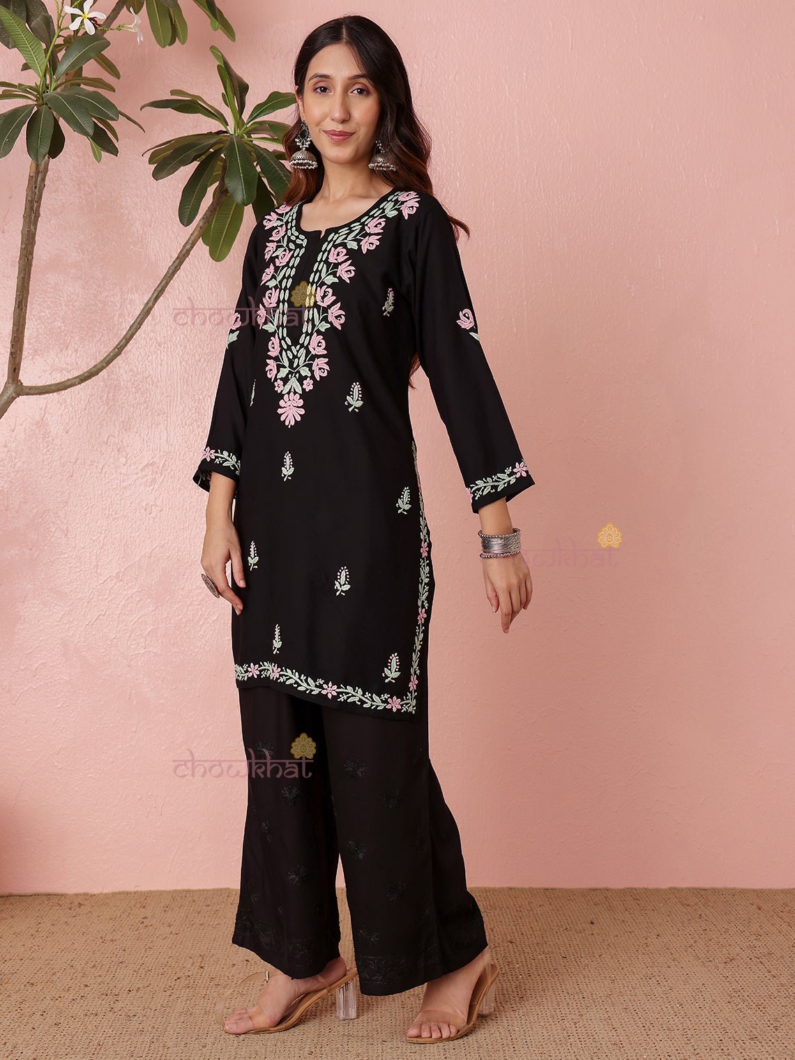 Mriga Premium Rayon Straight Multi Color Chikankari Kurti - Chowkhat Lifestyle