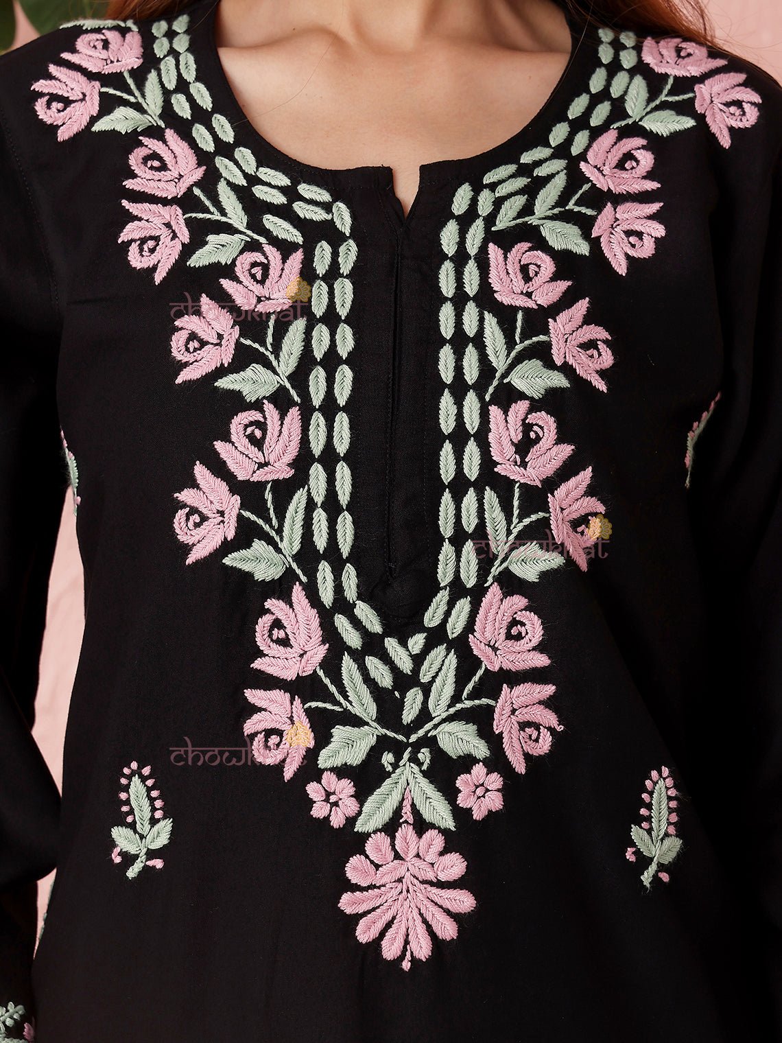Mriga Premium Rayon Straight Multi Color Chikankari Kurti - Chowkhat Lifestyle