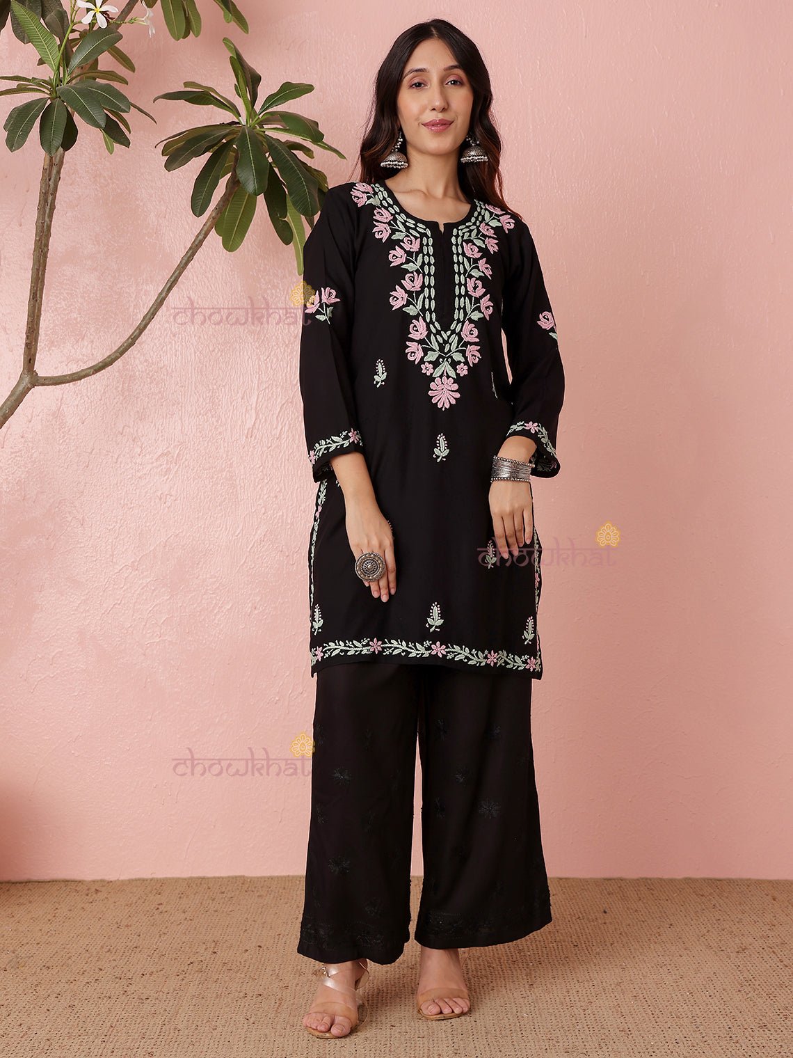 Mriga Premium Rayon Straight Multi Color Chikankari Kurti - Chowkhat Lifestyle