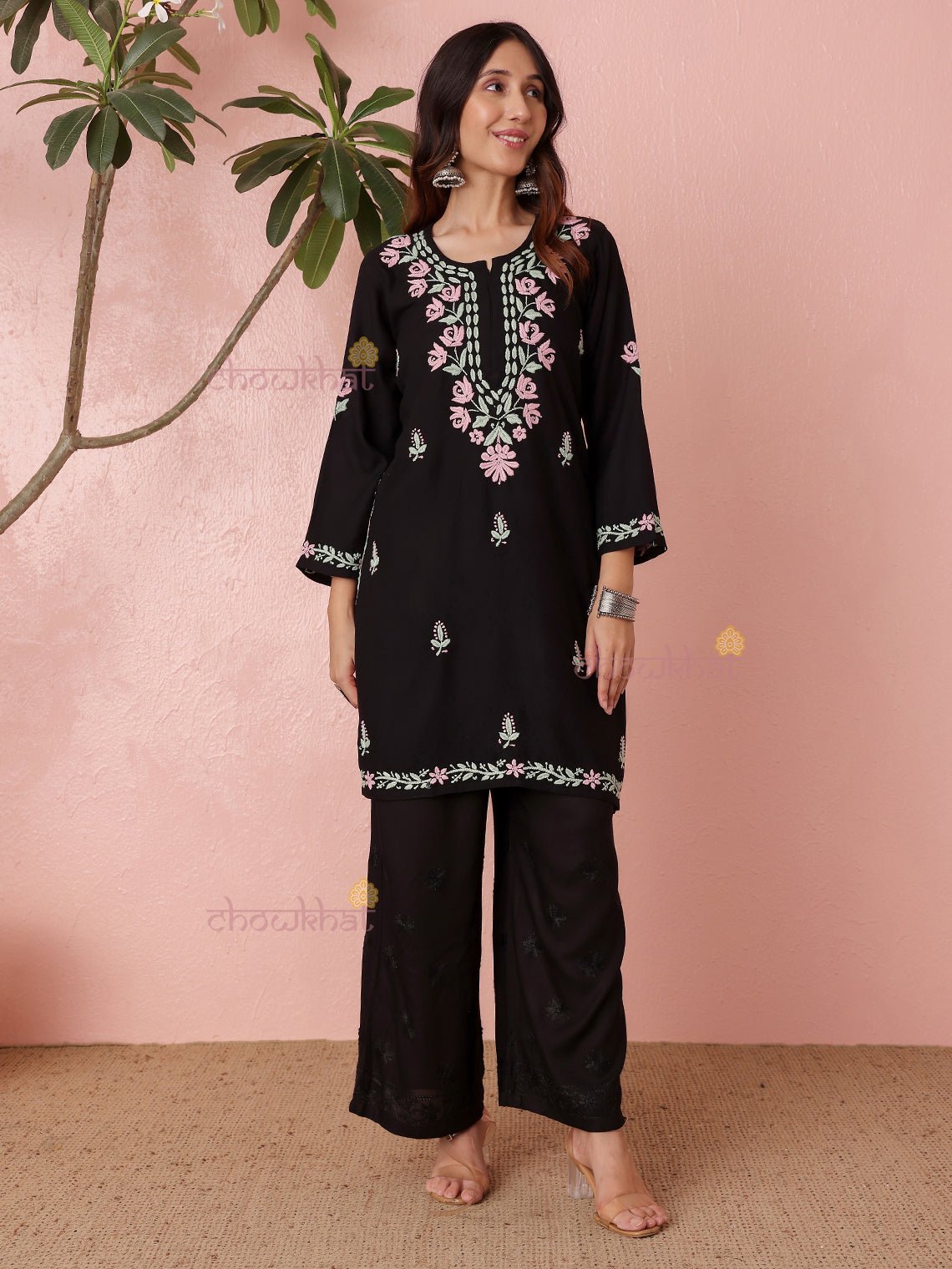 Mriga Premium Rayon Straight Multi Color Chikankari Kurti - Chowkhat Lifestyle