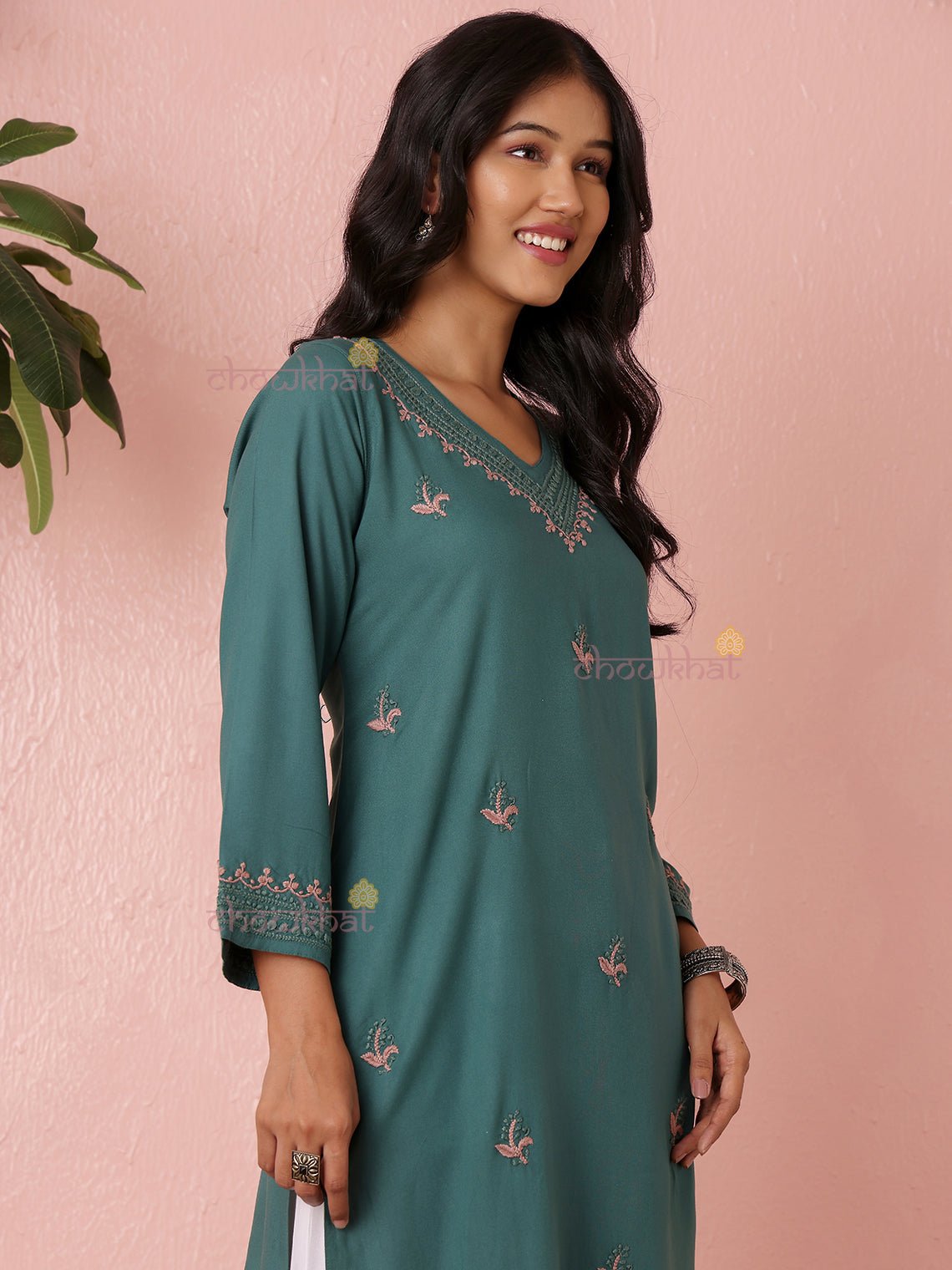 Viana Premium Rayon Straight Multi Color Chikankari Kurti - Chowkhat Lifestyle