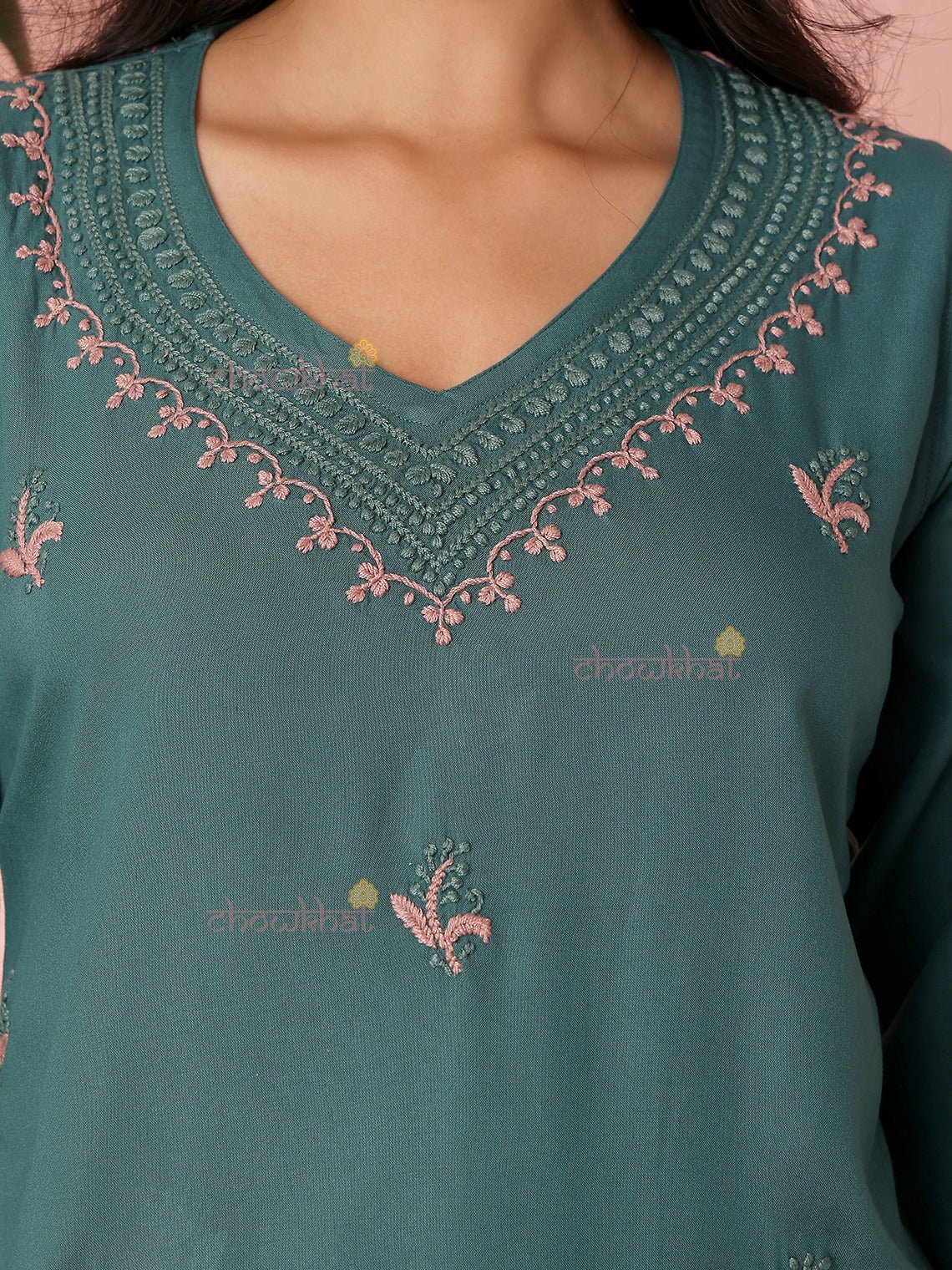 Viana Premium Rayon Straight Multi Color Chikankari Kurti - Chowkhat Lifestyle