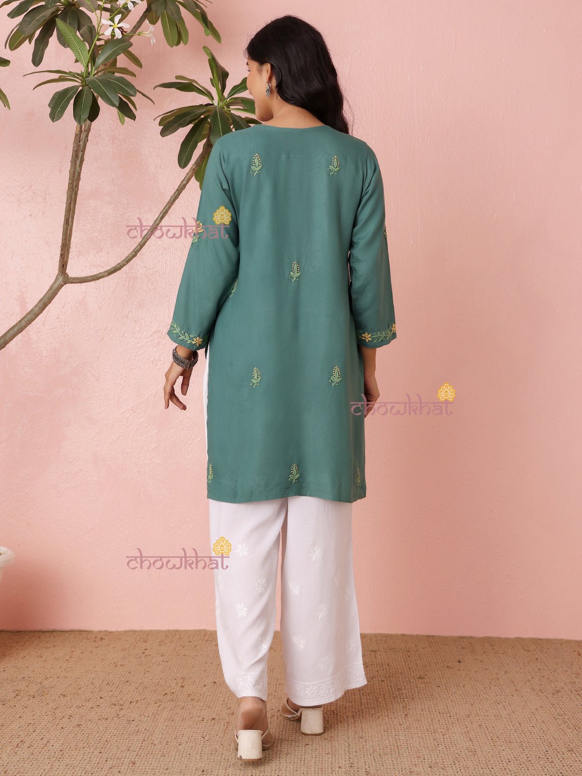 Mriga Premium Rayon Straight Multi Color Chikankari Kurti - Chowkhat Lifestyle