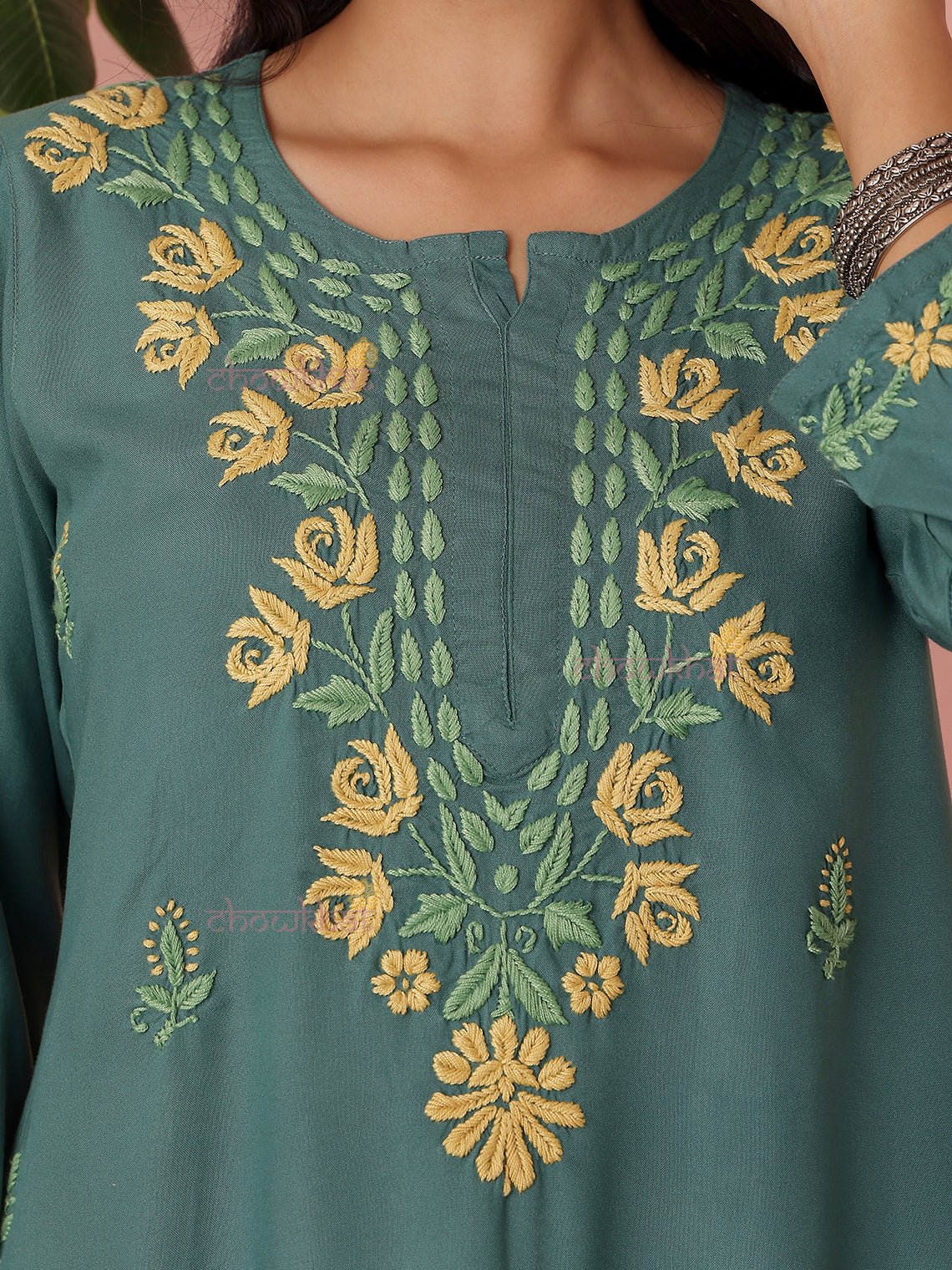 Mriga Premium Rayon Straight Multi Color Chikankari Kurti - Chowkhat Lifestyle