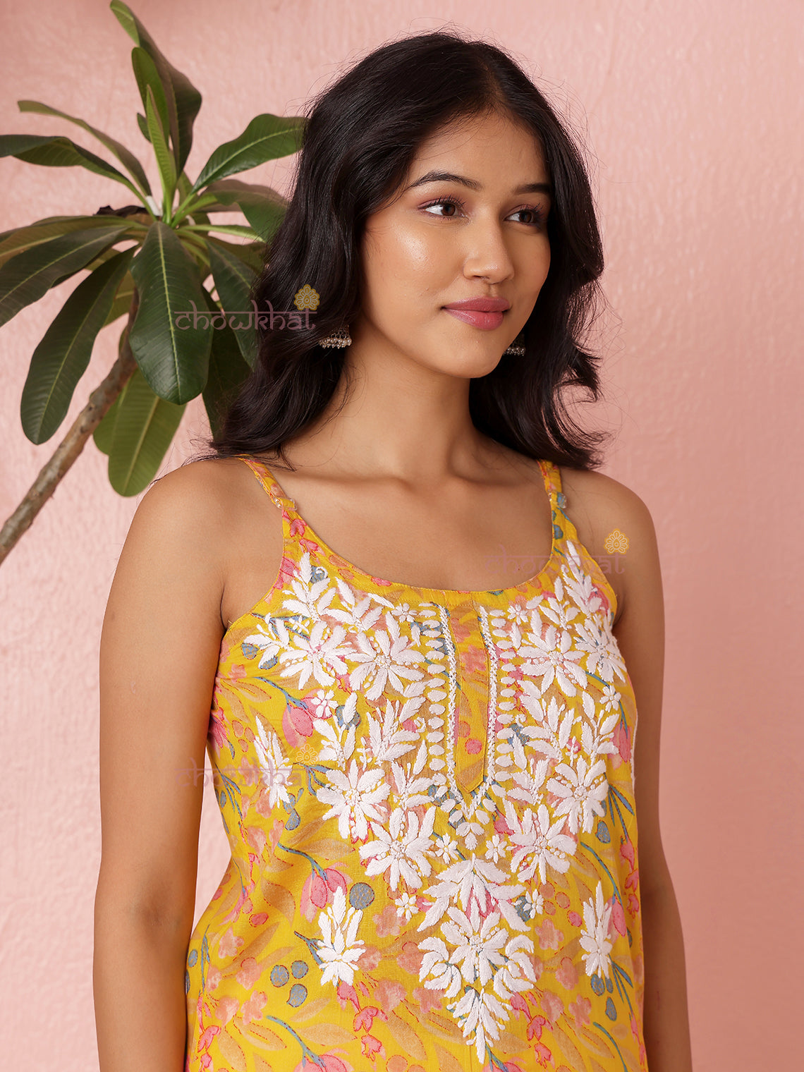 Yashika Straight Long Mul Cotton Chikankari Kurti