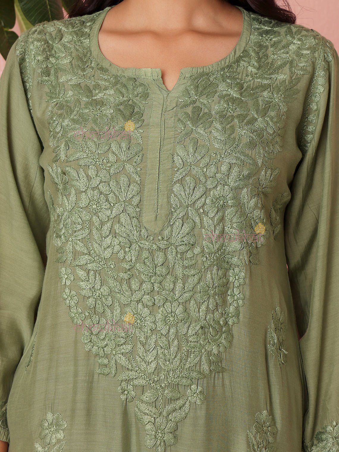 Lavina Premium Muslin Chikankari Kurti & Palazzo Set - Chowkhat Lifestyle